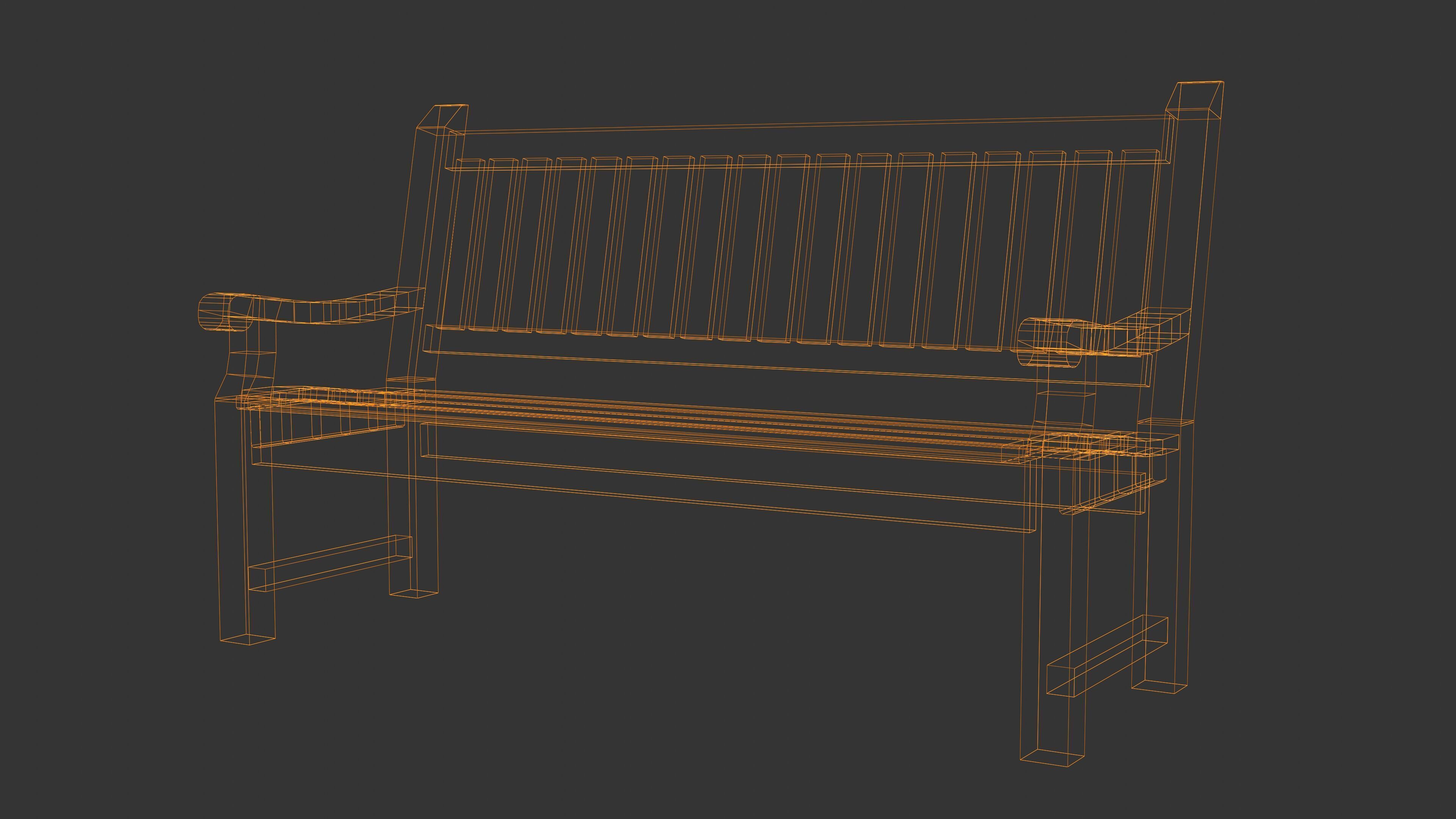 Garden Bench 3D Model Set Low-poly 3D model_8