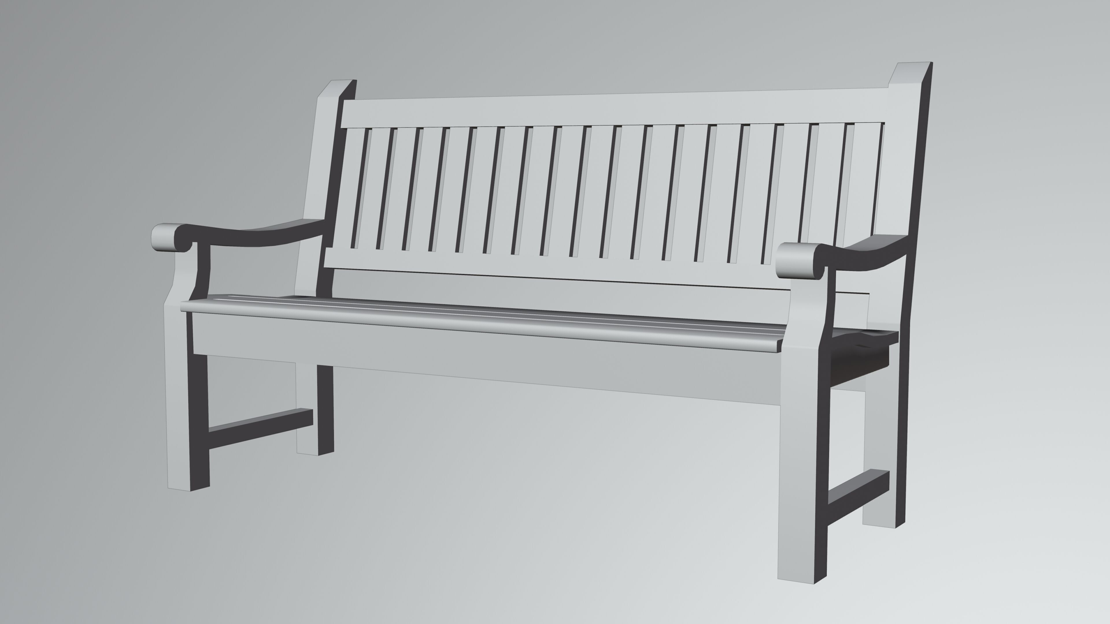 Garden Bench 3D Model Set Low-poly 3D model_10