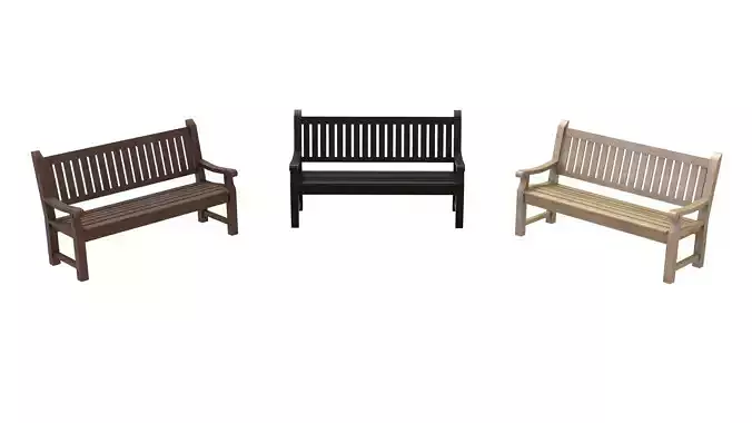 Garden Bench 3D Model Set Low-poly 3D model