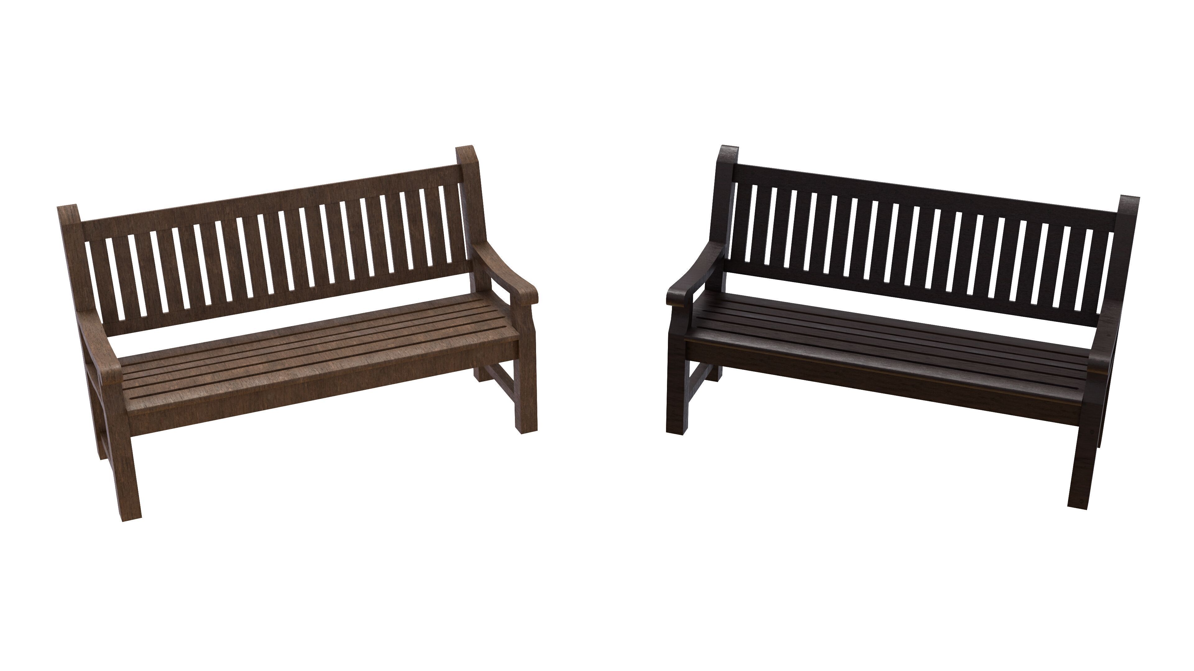 Garden Bench 3D Model Set Low-poly 3D model_4