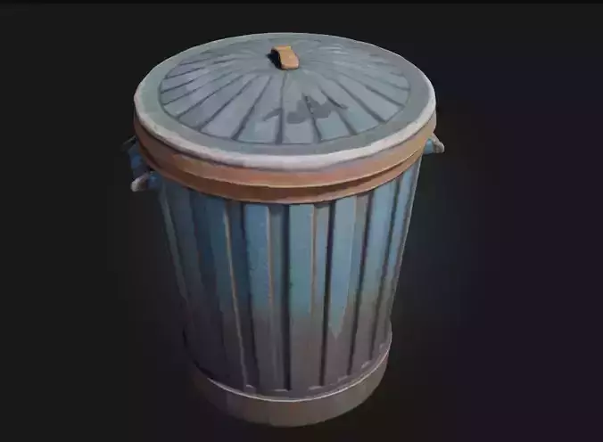 Rustic Metal Bin  Industrial Charm with Weathered Realism