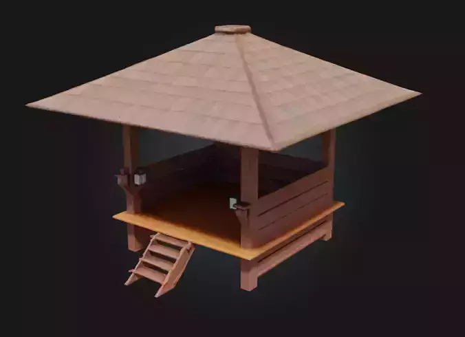 Wooden Pavilion Model  Tranquil Charm in Natural Design