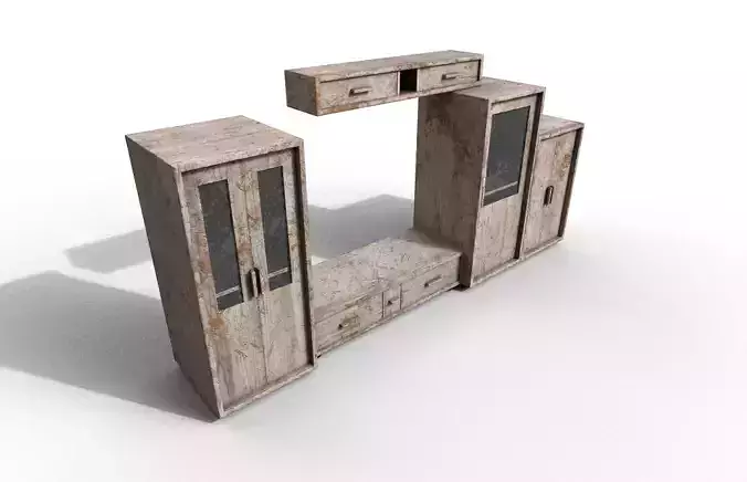 Set Old Modern Furniture 3D Model Terror