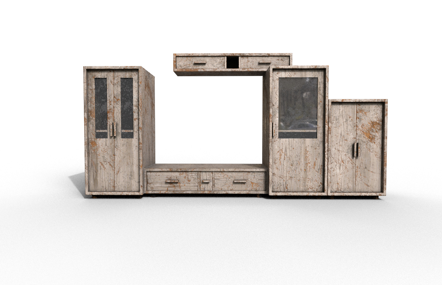 Set Old Modern Furniture 3D Model Terror Low-poly 3D model_1