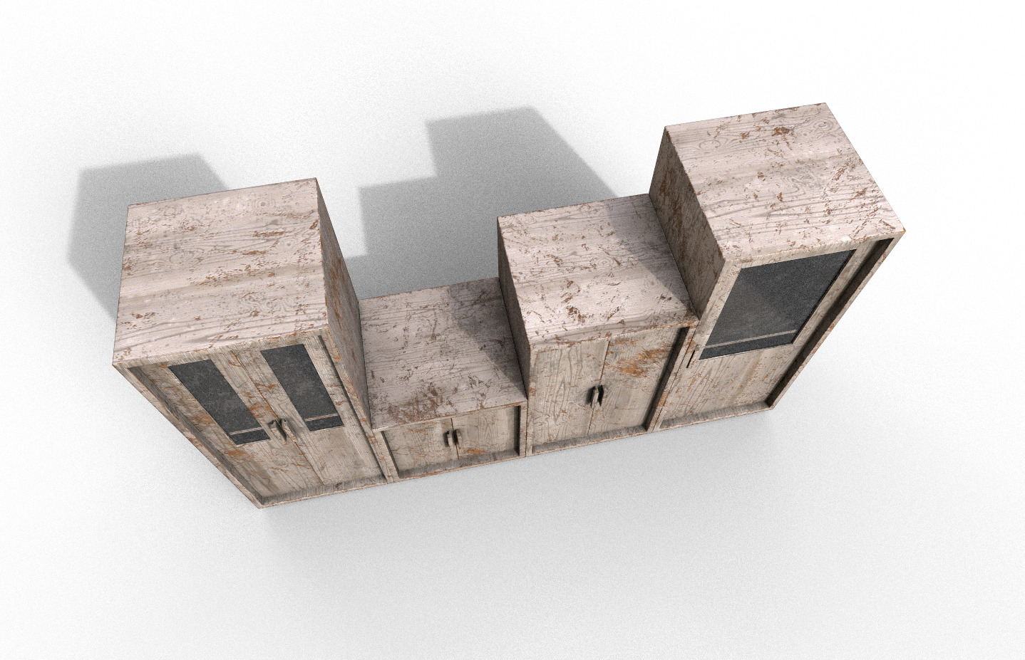 Set Old Modern Furniture 3D Model Terror Low-poly 3D model_24