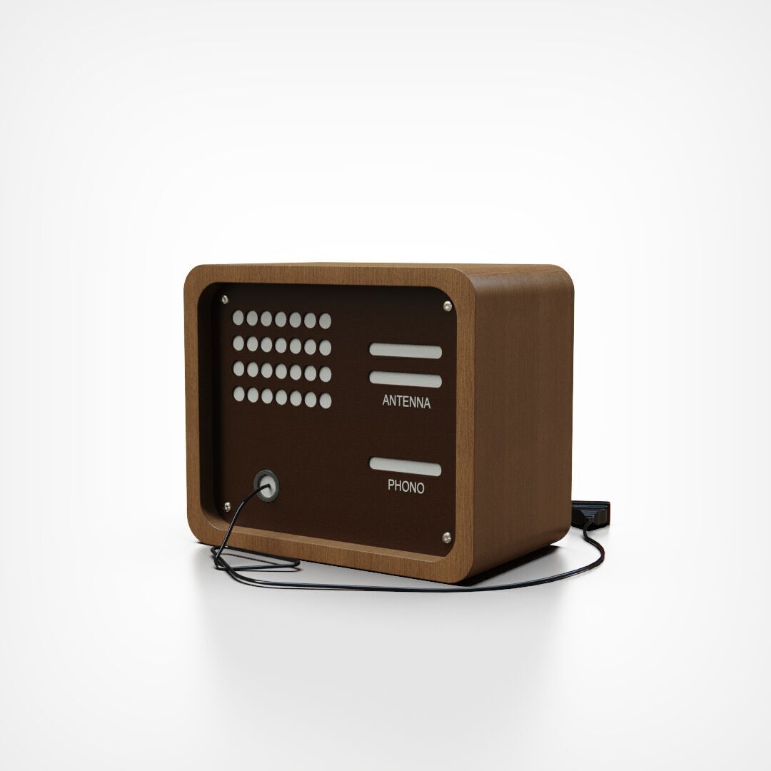 Retro wooden Radio lowpoly 3D Model Low-poly 3D model_3