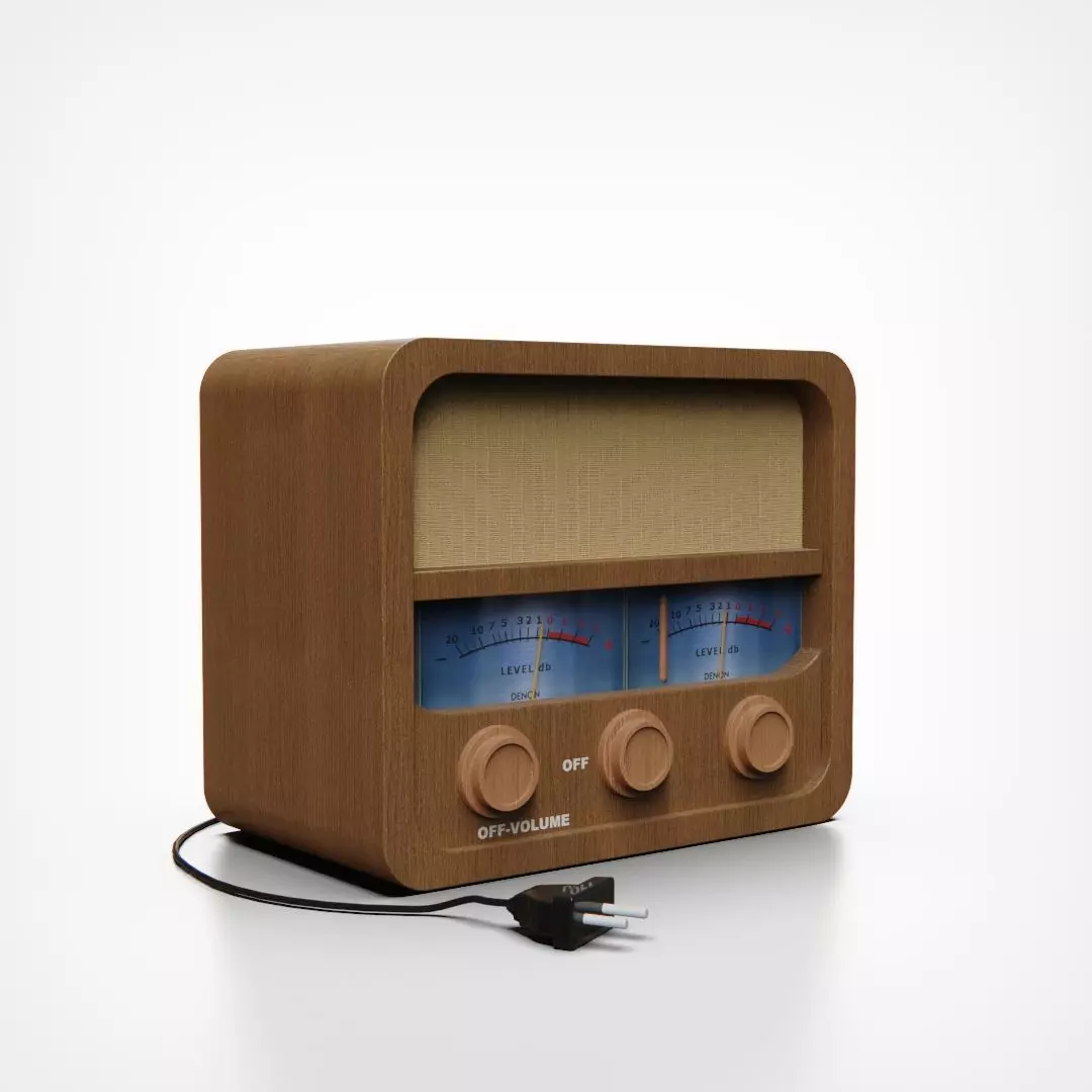 Retro wooden Radio lowpoly 3D Model Low-poly 3D model_0