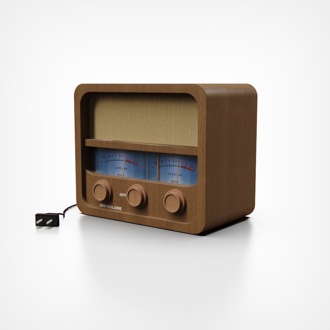 Retro wooden Radio lowpoly 3D Model Low-poly 3D model_1