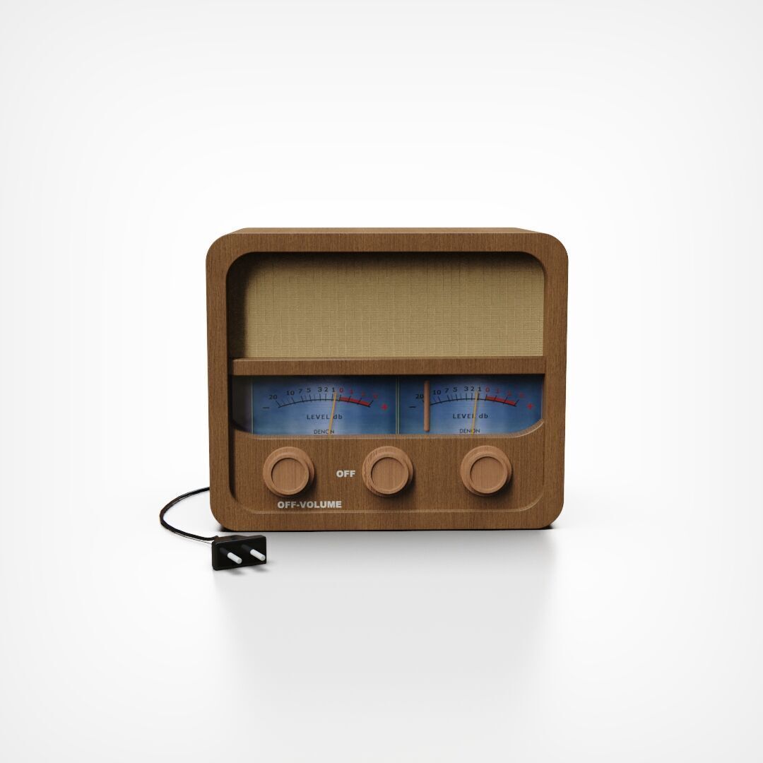 Retro wooden Radio lowpoly 3D Model Low-poly 3D model_2