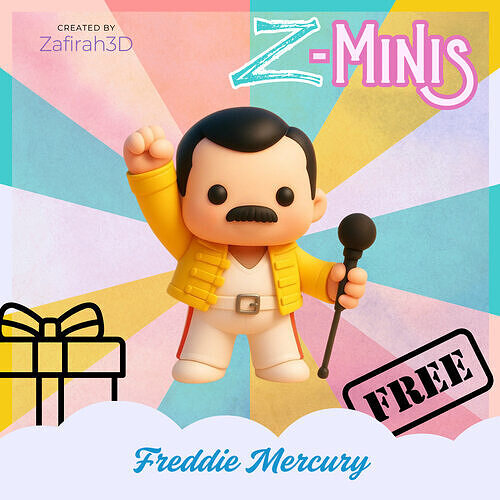 Z-MINIS FREDDIE MERCURY FOR FREE Free 3D print model
