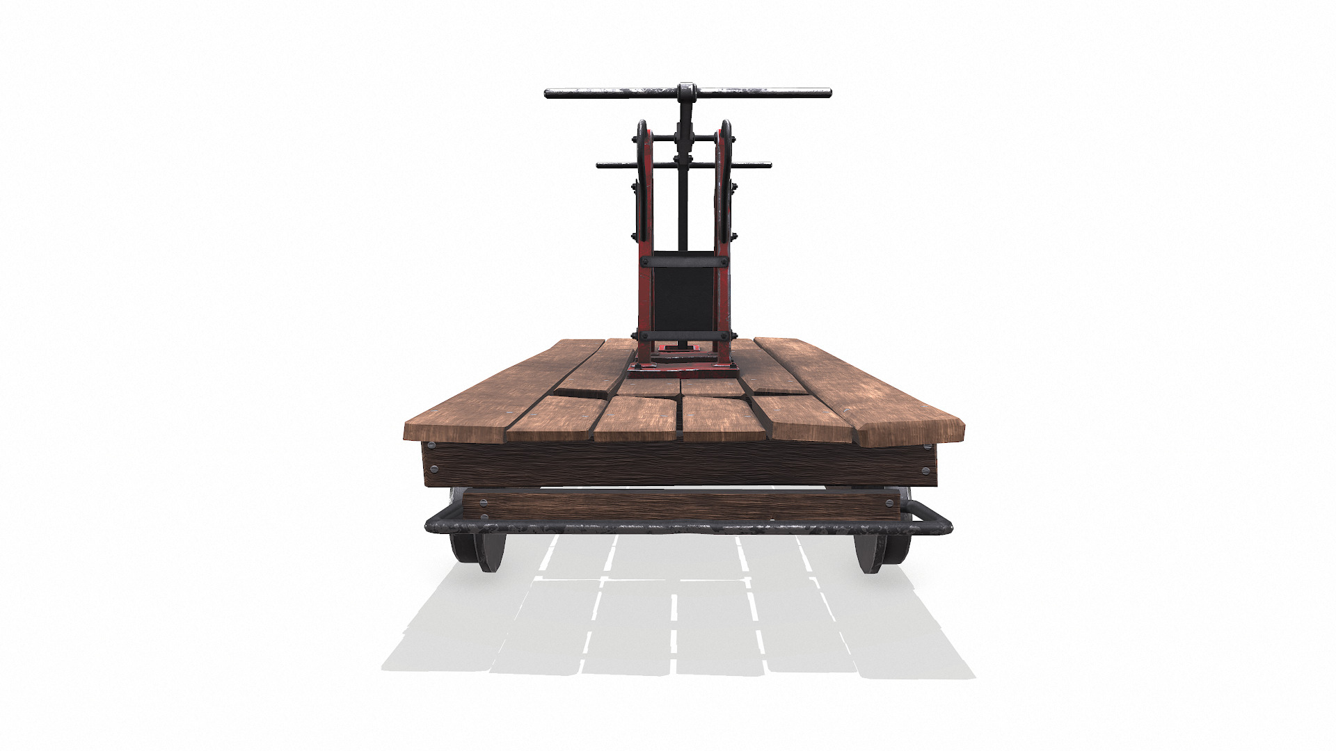 Old Railway Handcar Low-poly PBR Low-poly 3D model_6