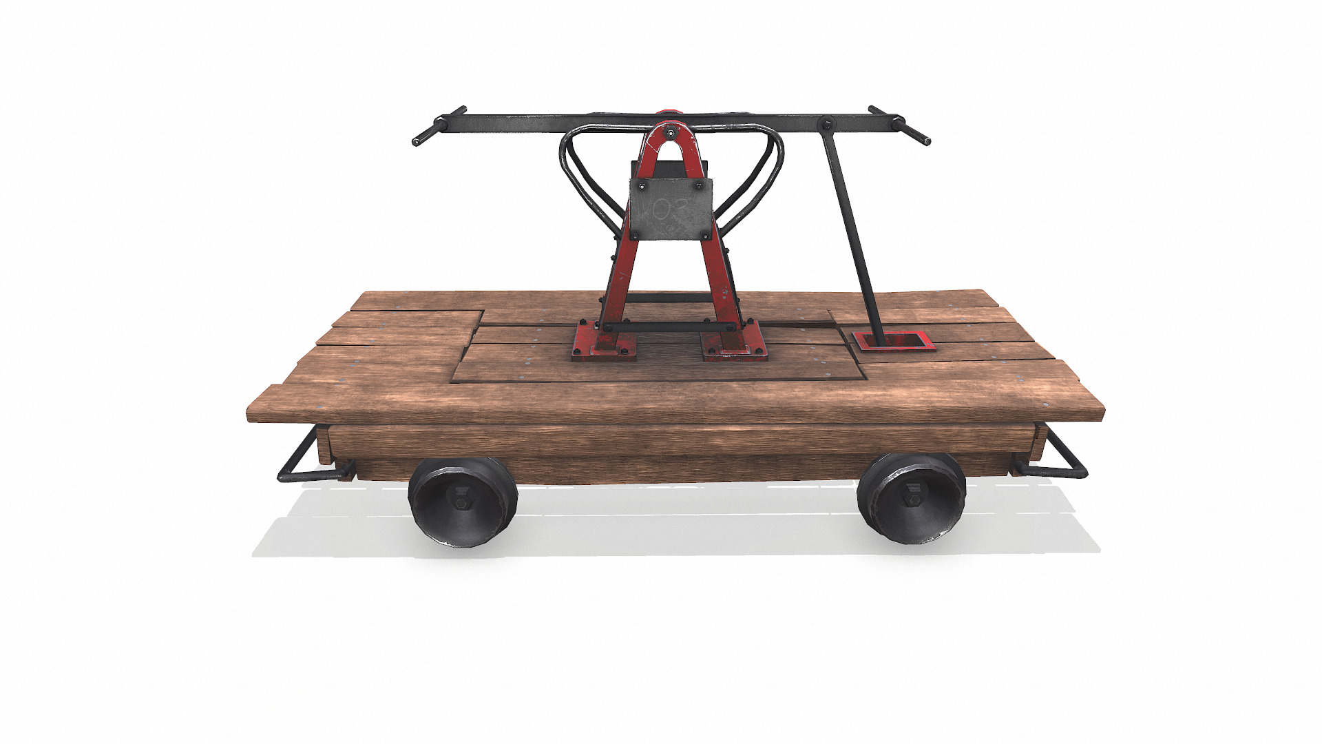 Old Railway Handcar Low-poly PBR Low-poly 3D model_9