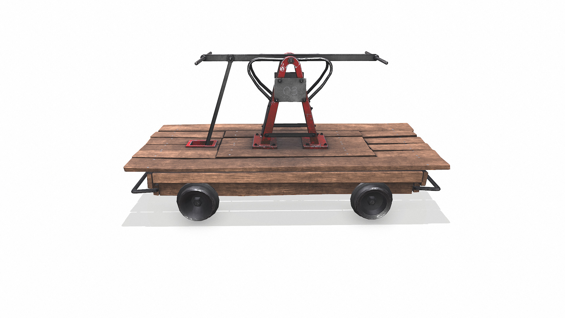 Old Railway Handcar Low-poly PBR Low-poly 3D model_2