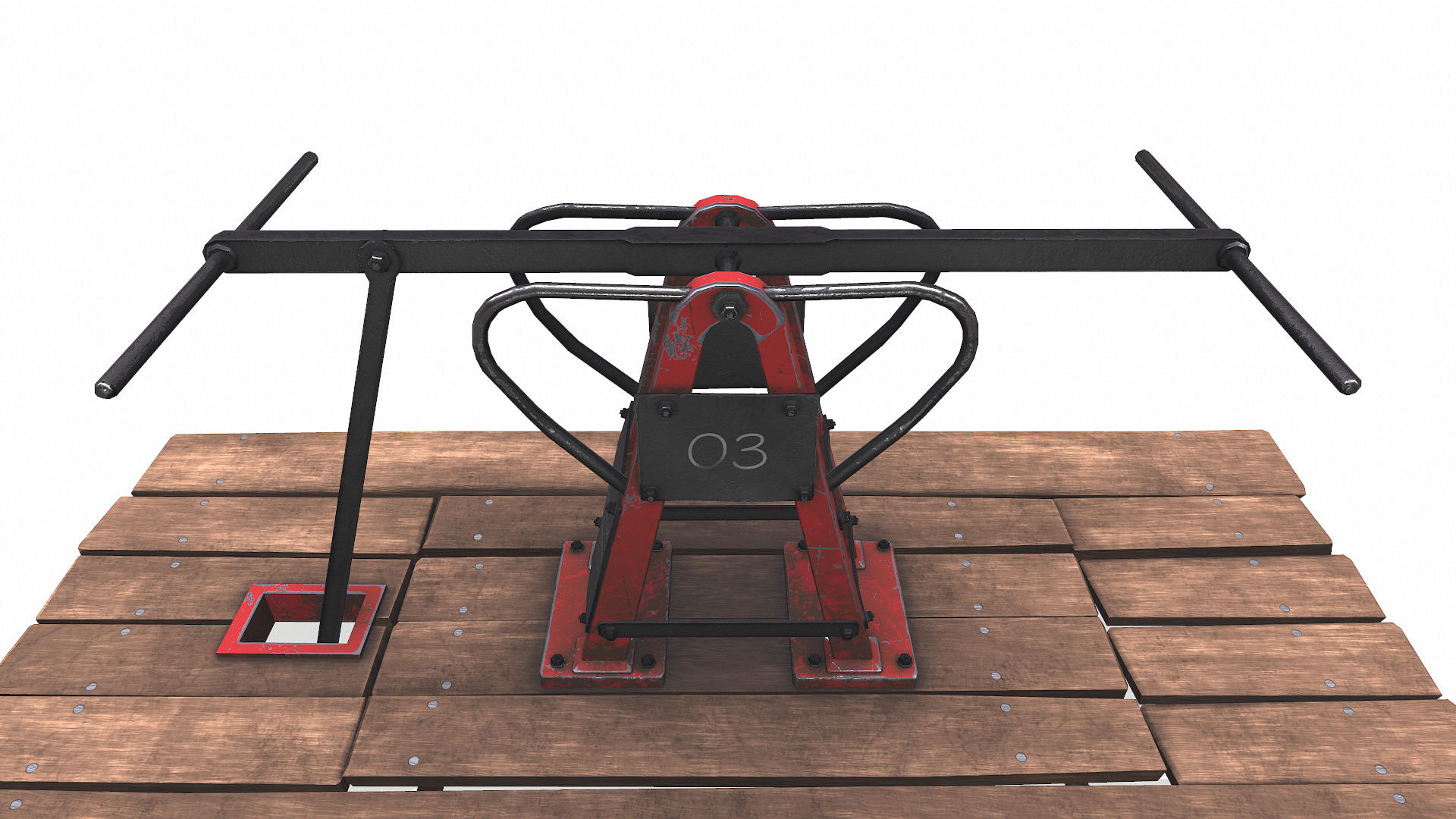 Old Railway Handcar Low-poly PBR Low-poly 3D model_13