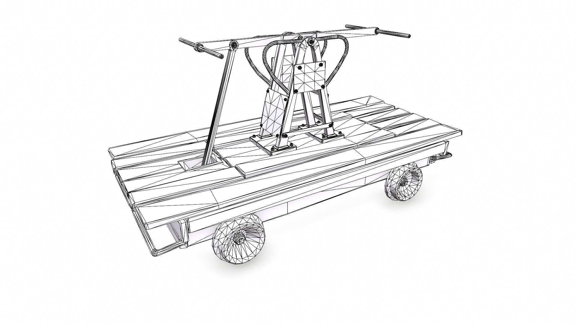 Old Railway Handcar Low-poly PBR Low-poly 3D model_17