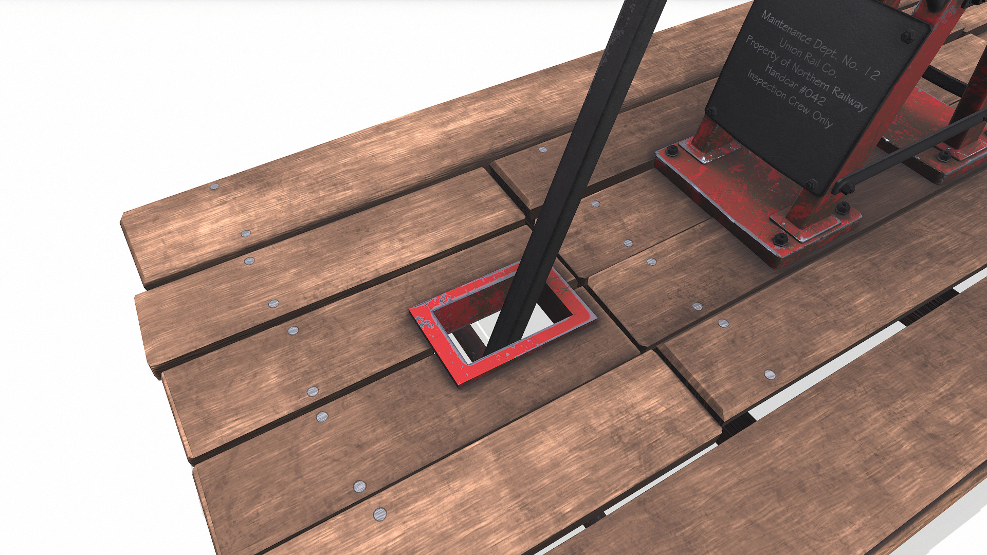 Old Railway Handcar Low-poly PBR Low-poly 3D model_15