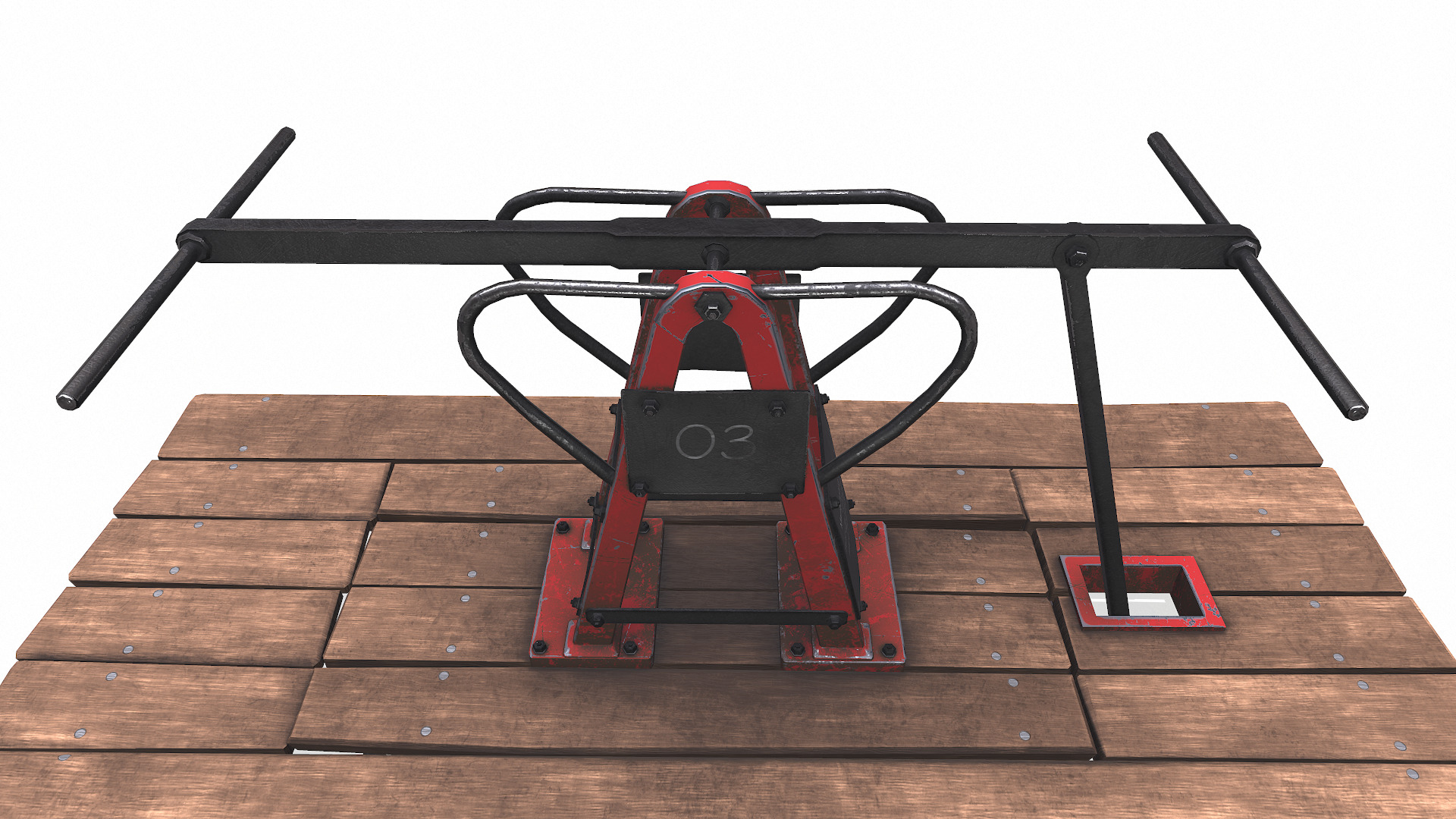 Old Railway Handcar Low-poly PBR Low-poly 3D model_14