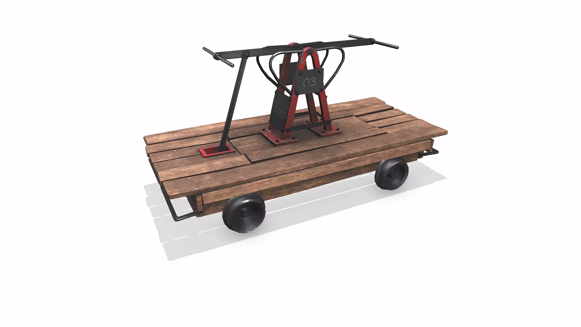 Old Railway Handcar Low-poly PBR Low-poly 3D model_0