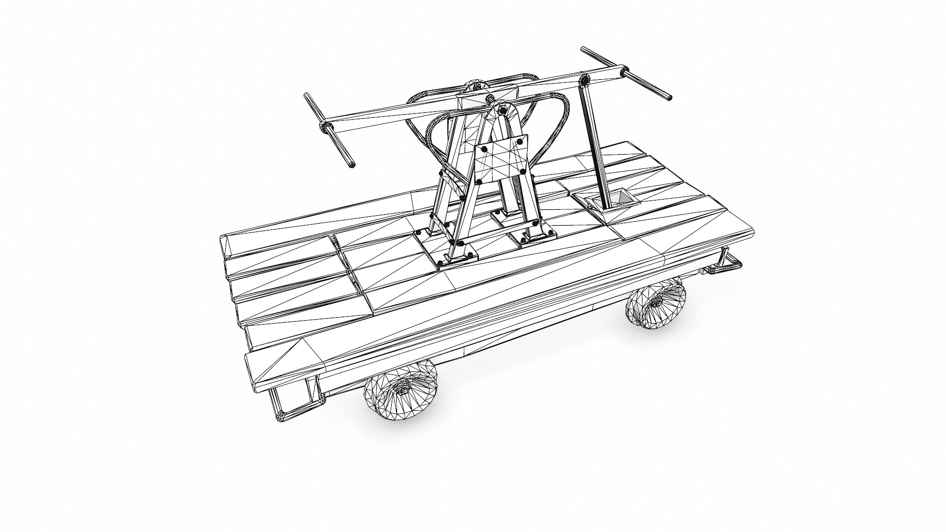 Old Railway Handcar Low-poly PBR Low-poly 3D model_18