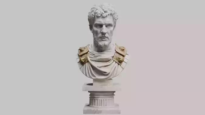 Ultra detailed 3D bust statue roman empire