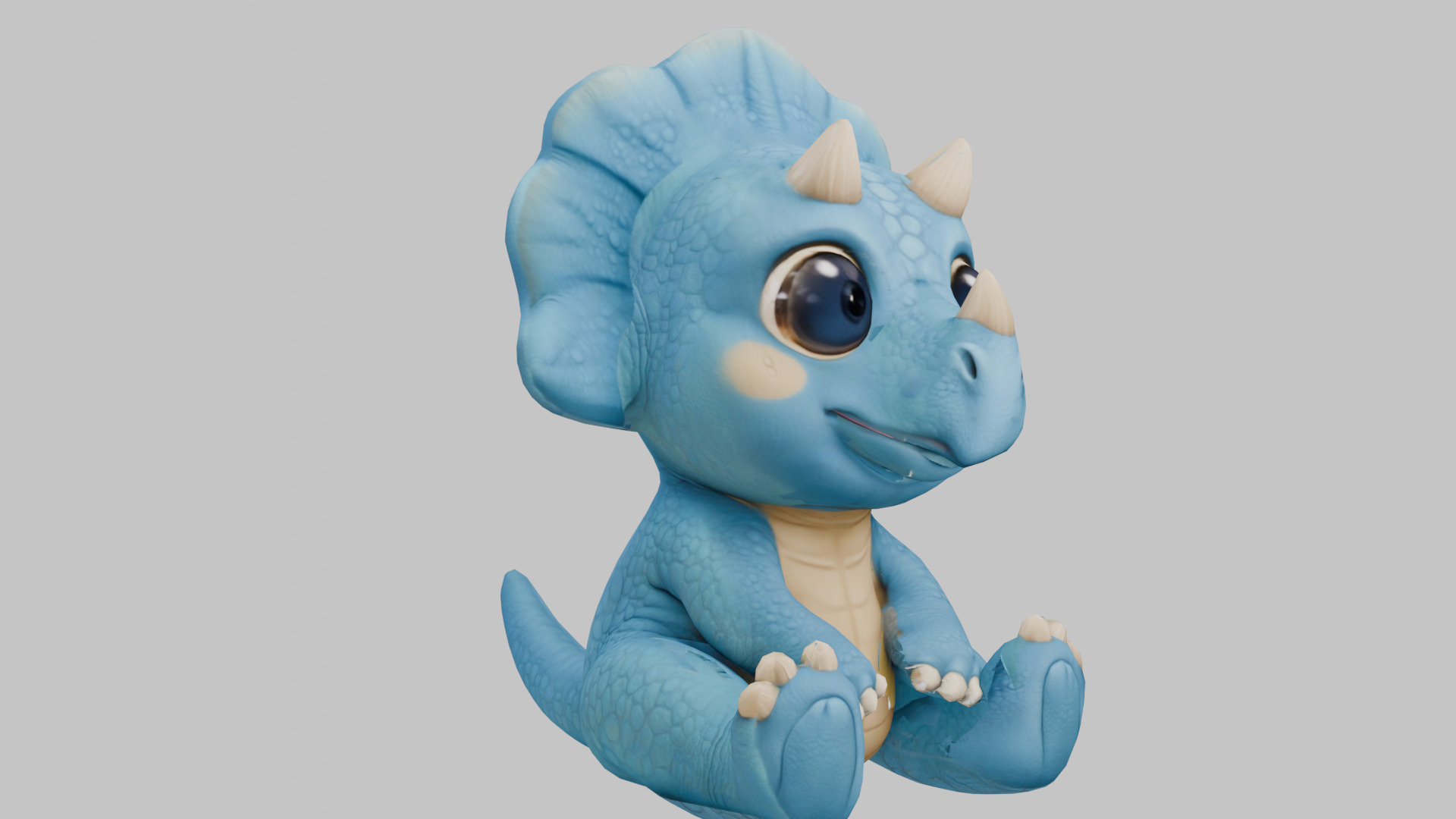 Triceratops Kid Low-poly 3D model_1