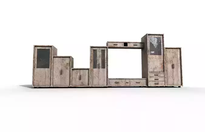 Set Old Modern Furniture 3D Model Terror