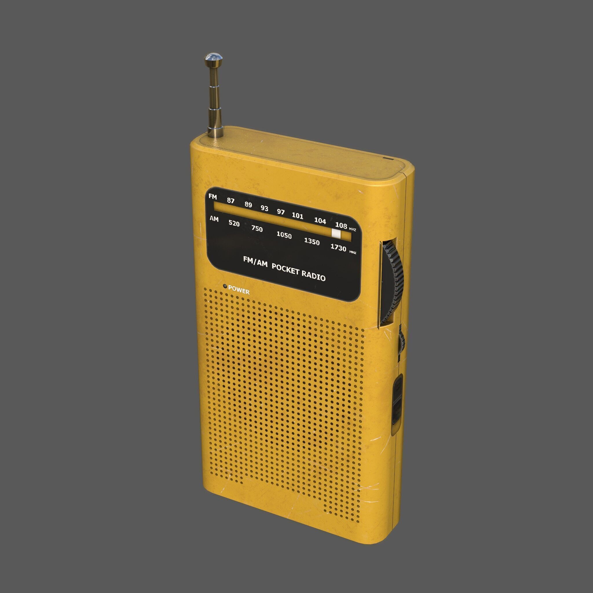 Low Poly AM FM Pocket Radio Low-poly 3D model_16