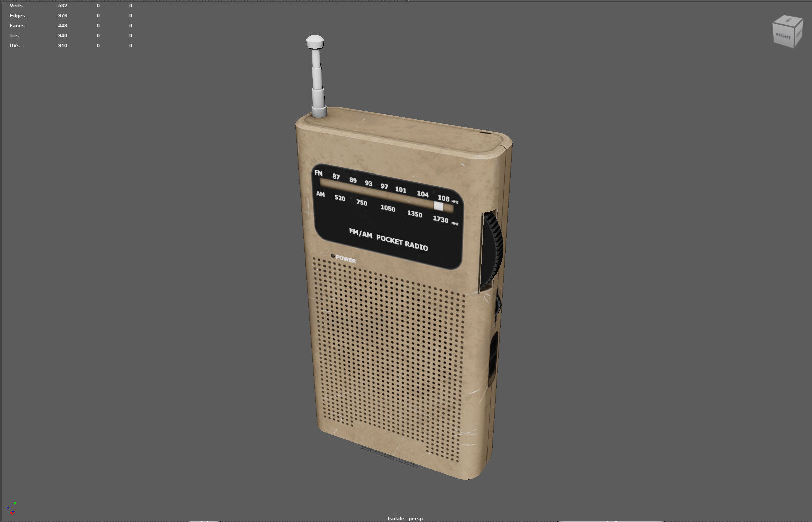Low Poly AM FM Pocket Radio Low-poly 3D model_9