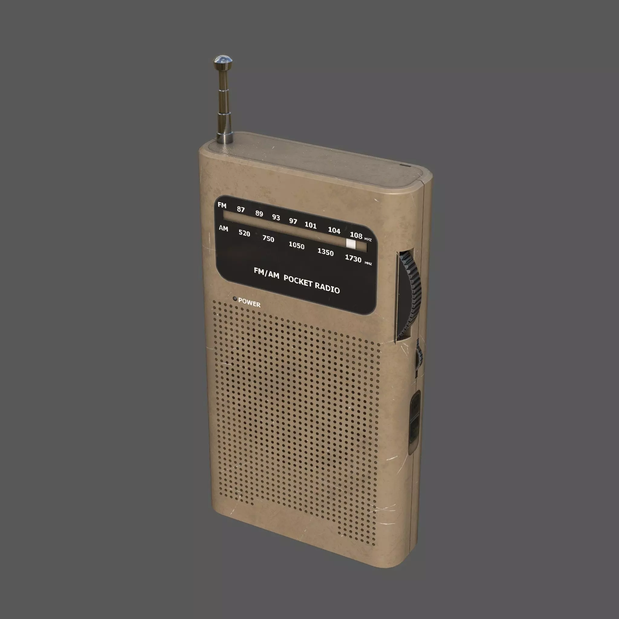 Low Poly AM FM Pocket Radio Low-poly 3D model_0