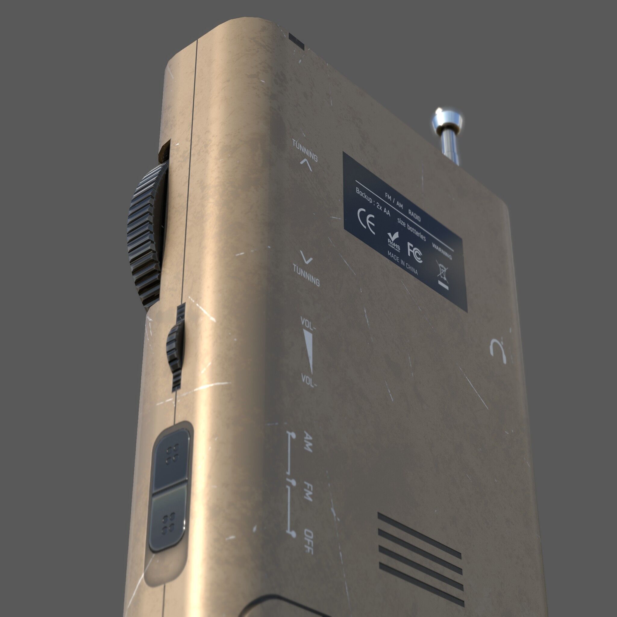 Low Poly AM FM Pocket Radio Low-poly 3D model_5