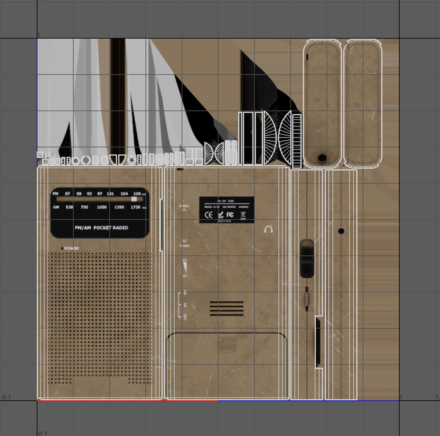 Low Poly AM FM Pocket Radio Low-poly 3D model_15