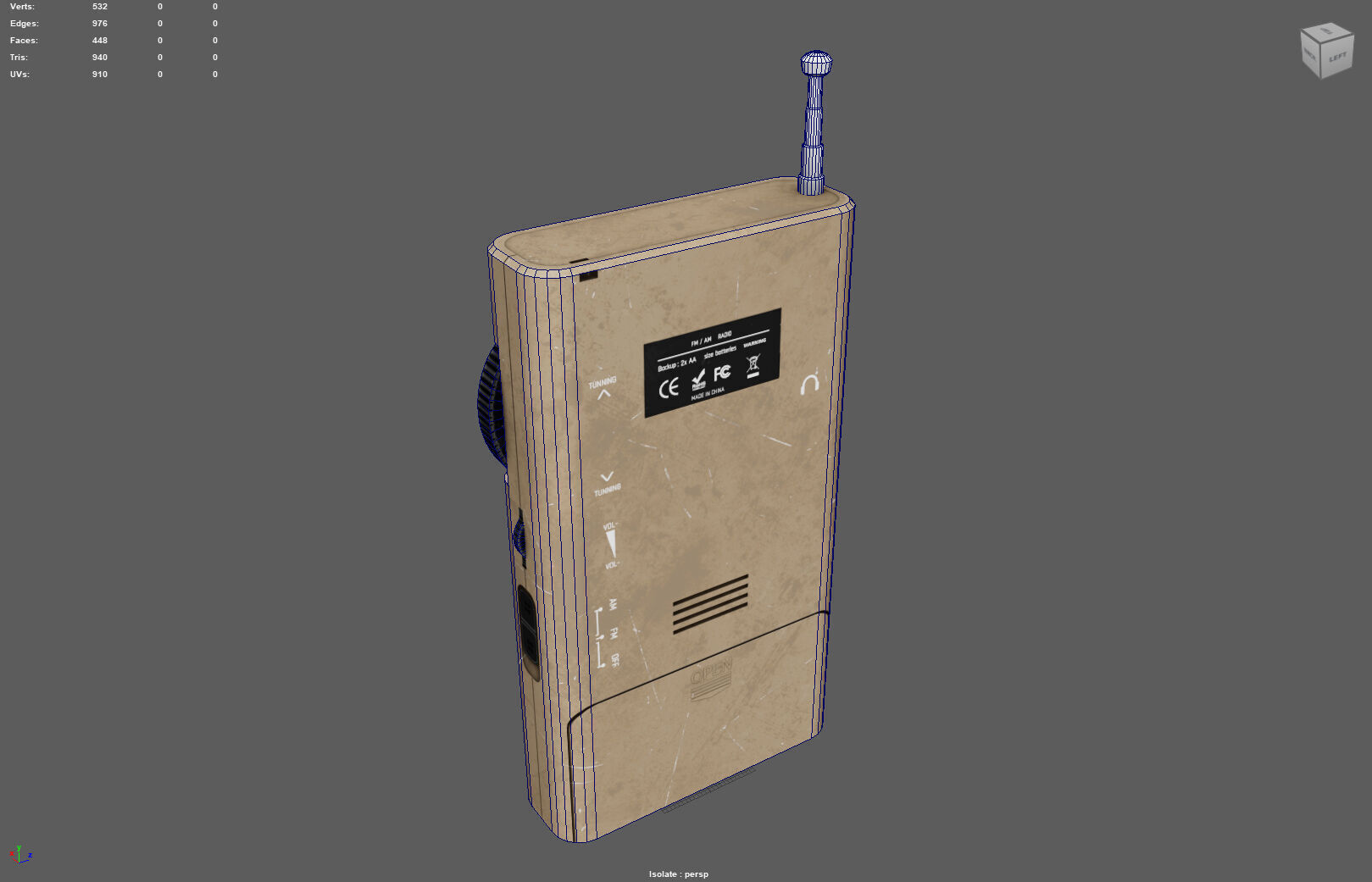 Low Poly AM FM Pocket Radio Low-poly 3D model_14