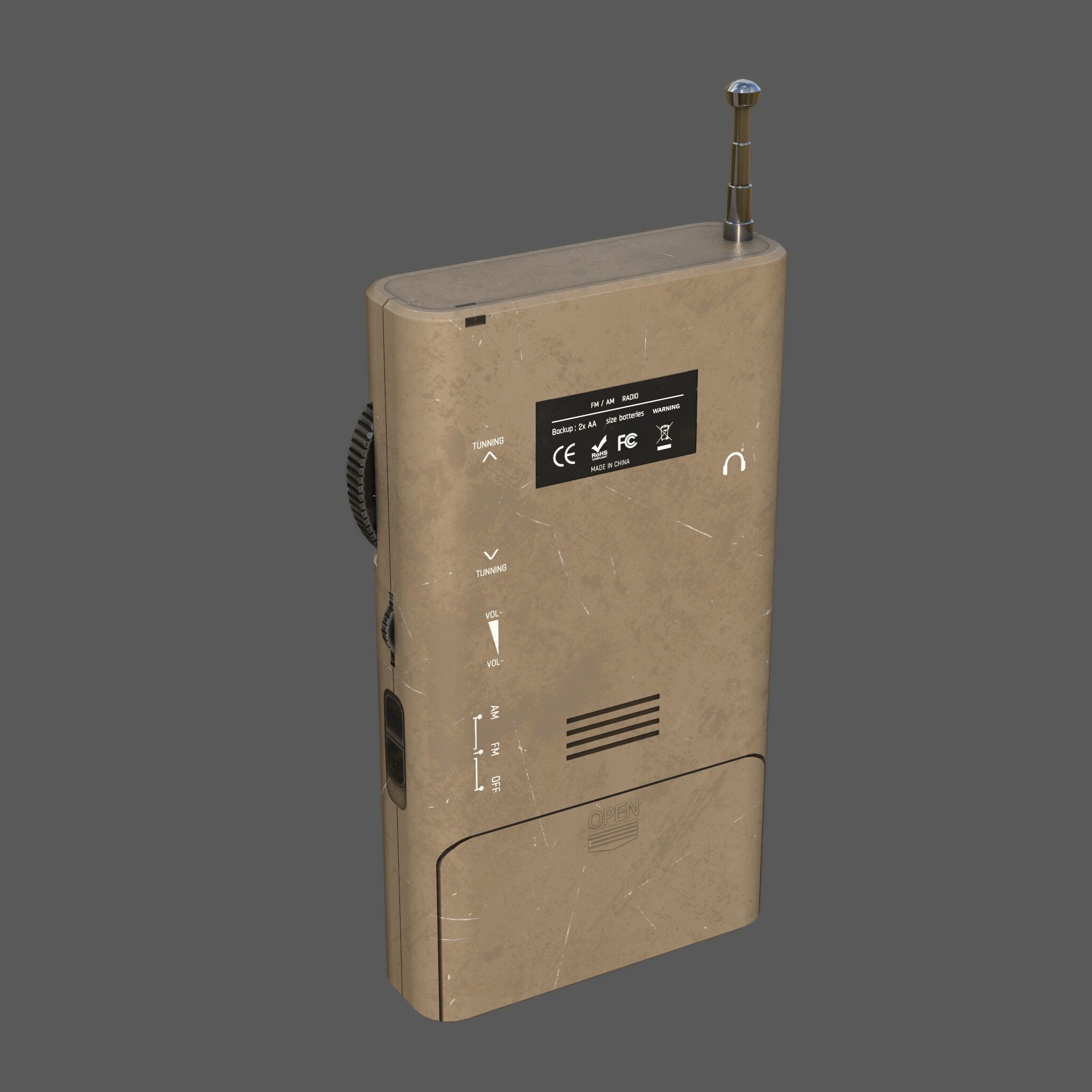 Low Poly AM FM Pocket Radio Low-poly 3D model_3