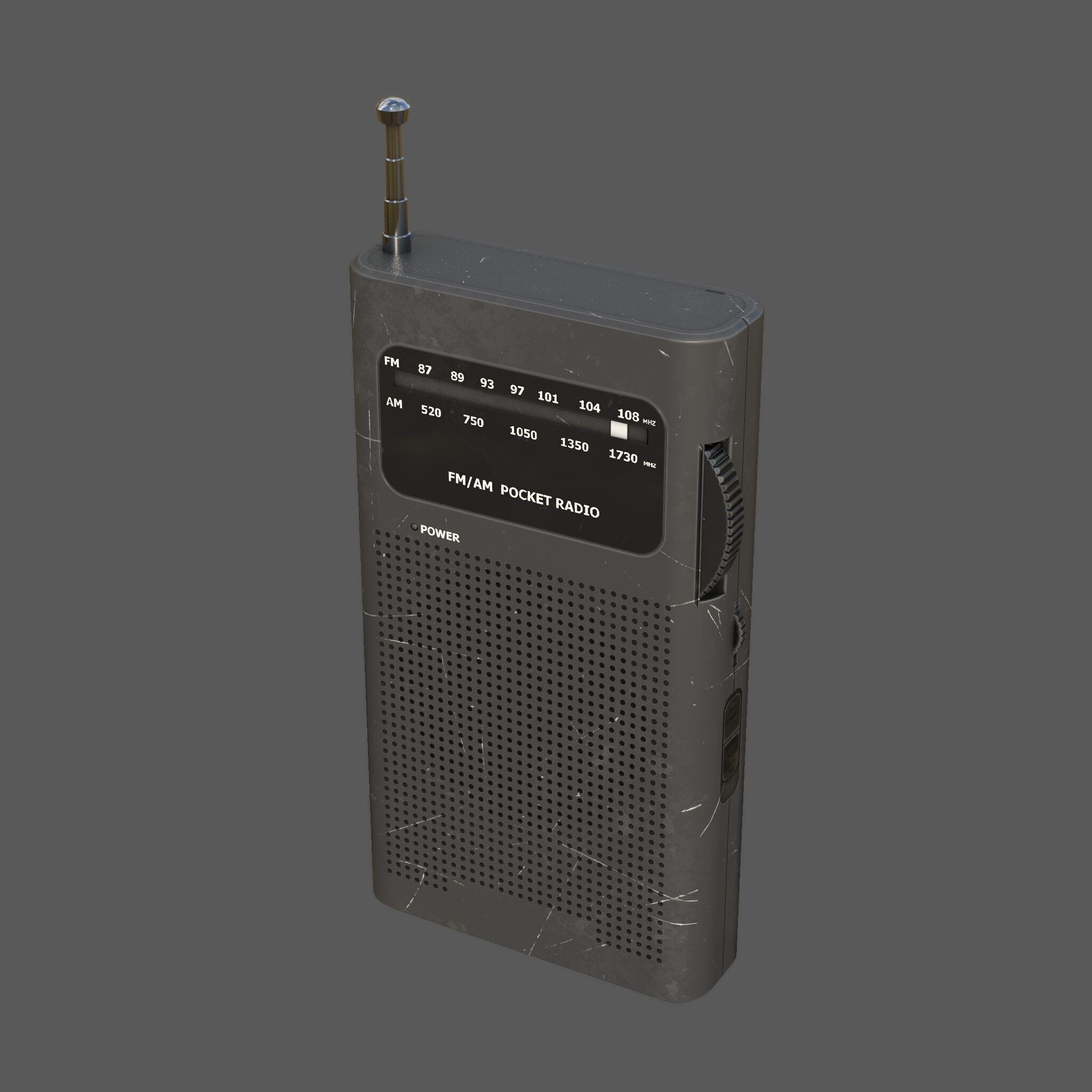 Low Poly AM FM Pocket Radio Low-poly 3D model_17