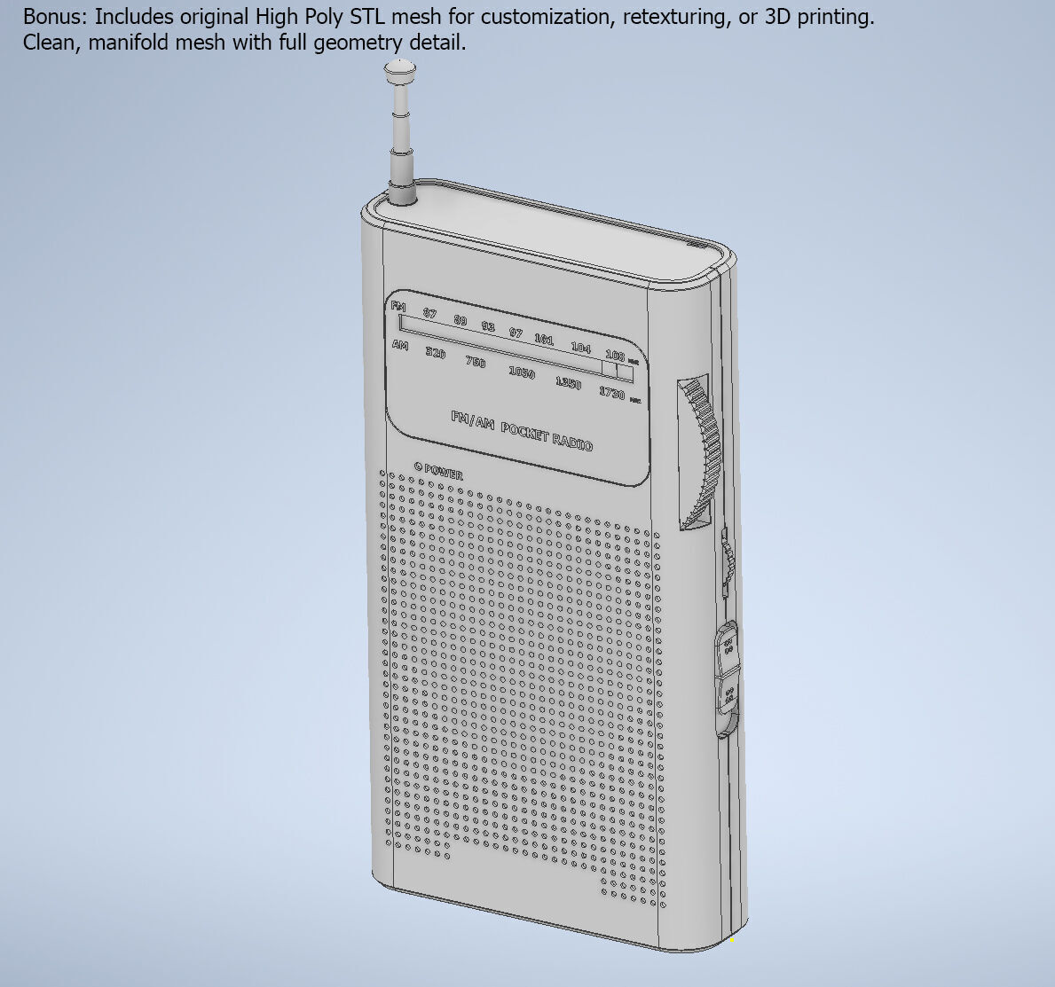 Low Poly AM FM Pocket Radio Low-poly 3D model_6