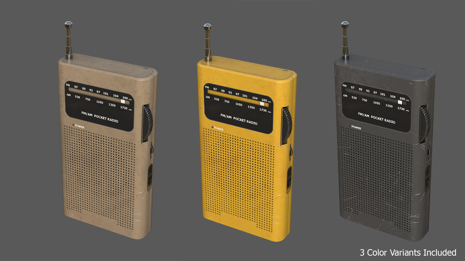 Low Poly AM FM Pocket Radio Low-poly 3D model_2