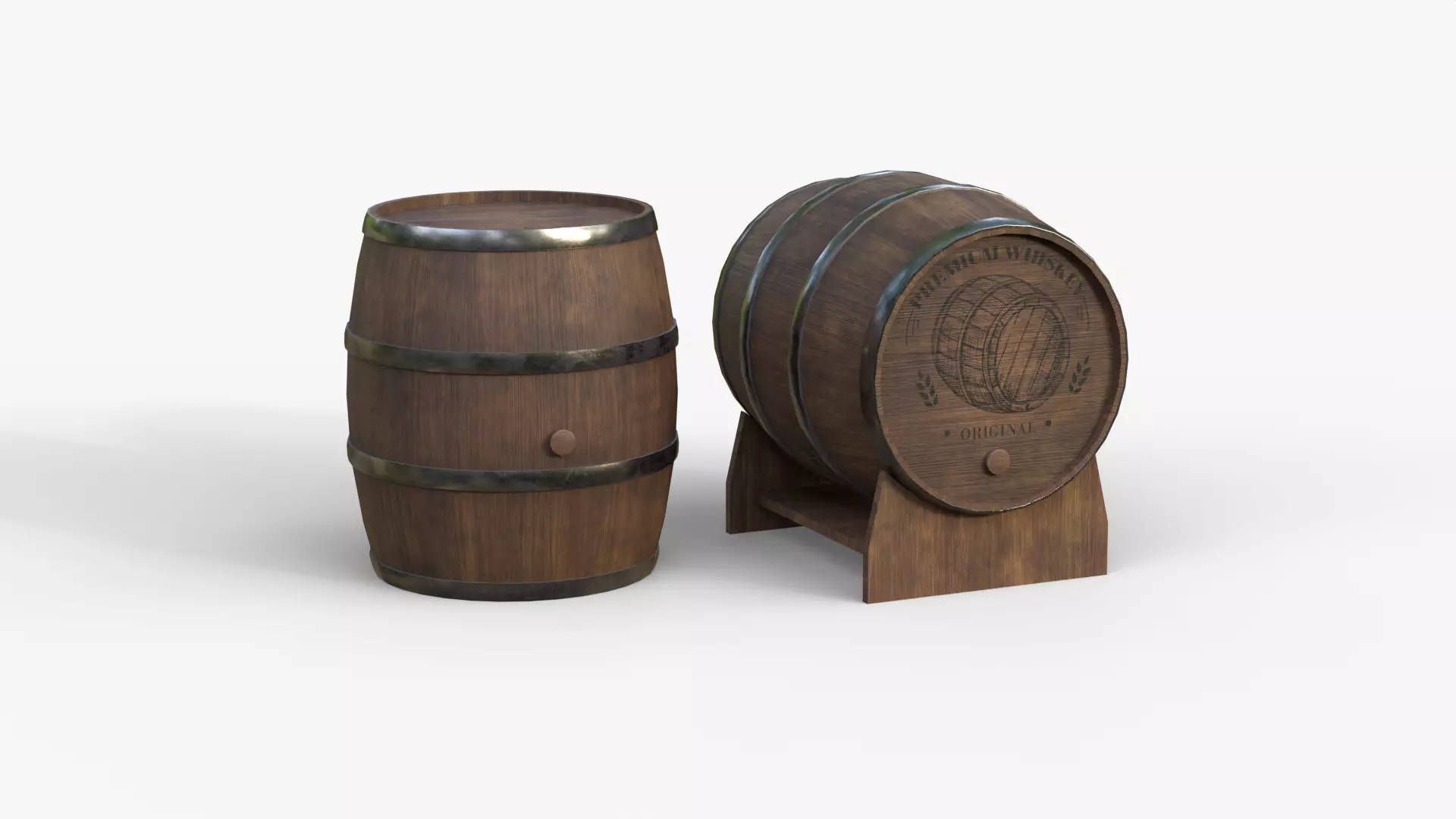 Whiskey Wooden Barrel Low-poly 3D model