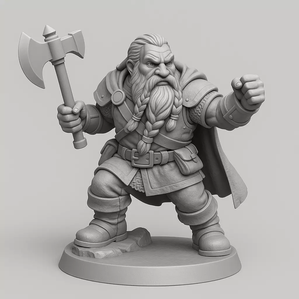Dwarf Warrior Miniature 3D print model_0