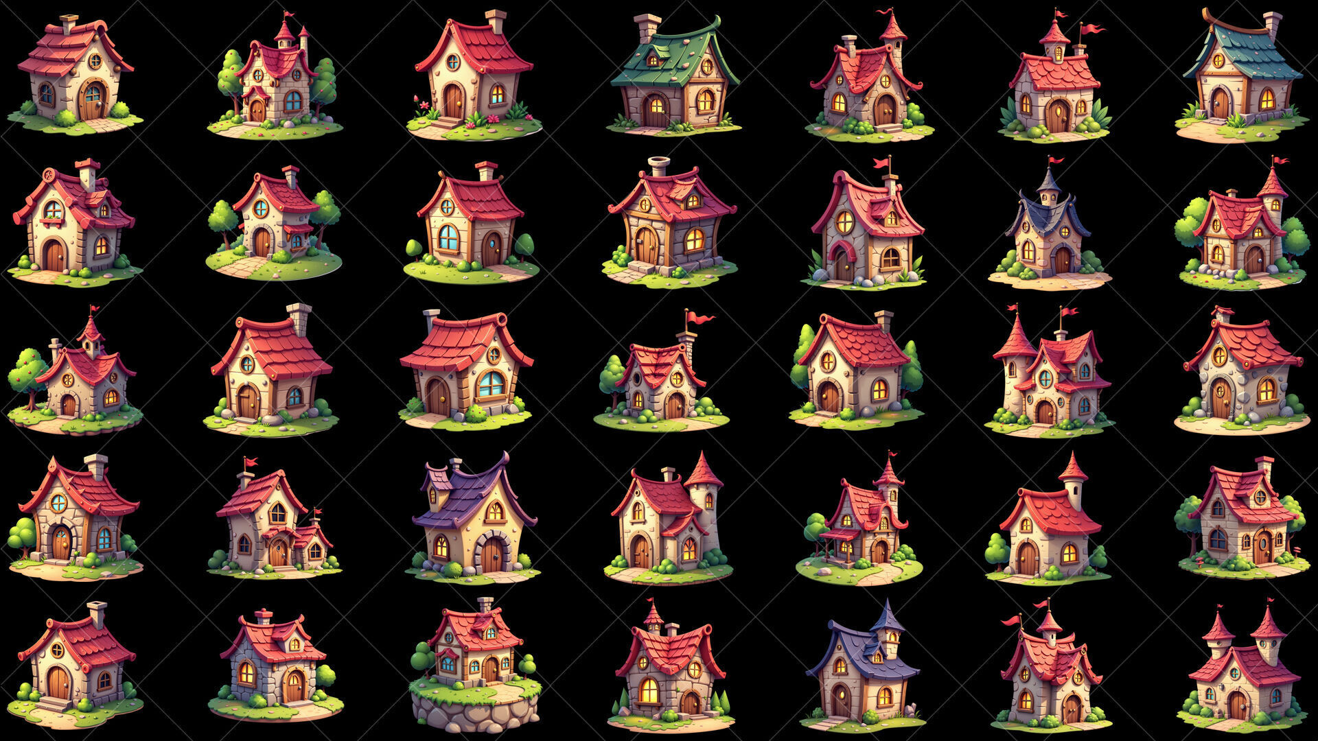 160 Transparent Cartoon House Home Building Game Assets Texture_2
