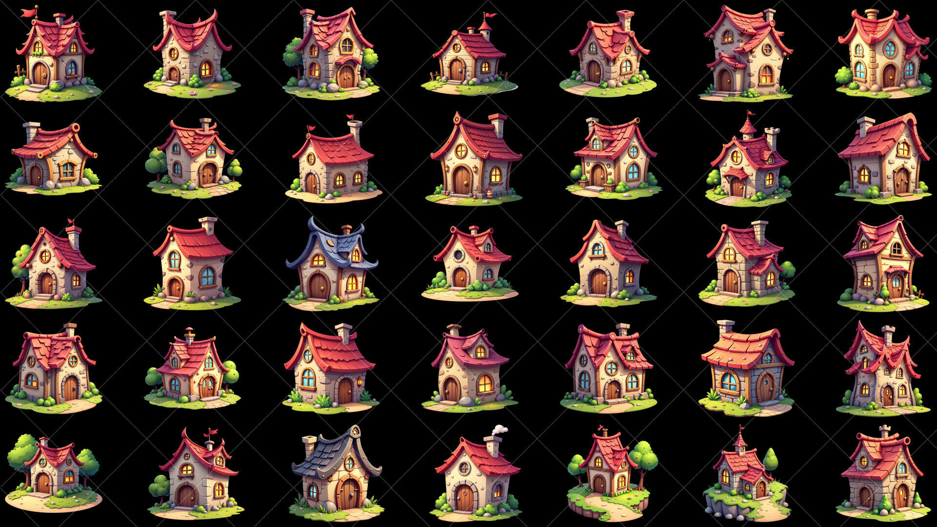 160 Transparent Cartoon House Home Building Game Assets Texture_4