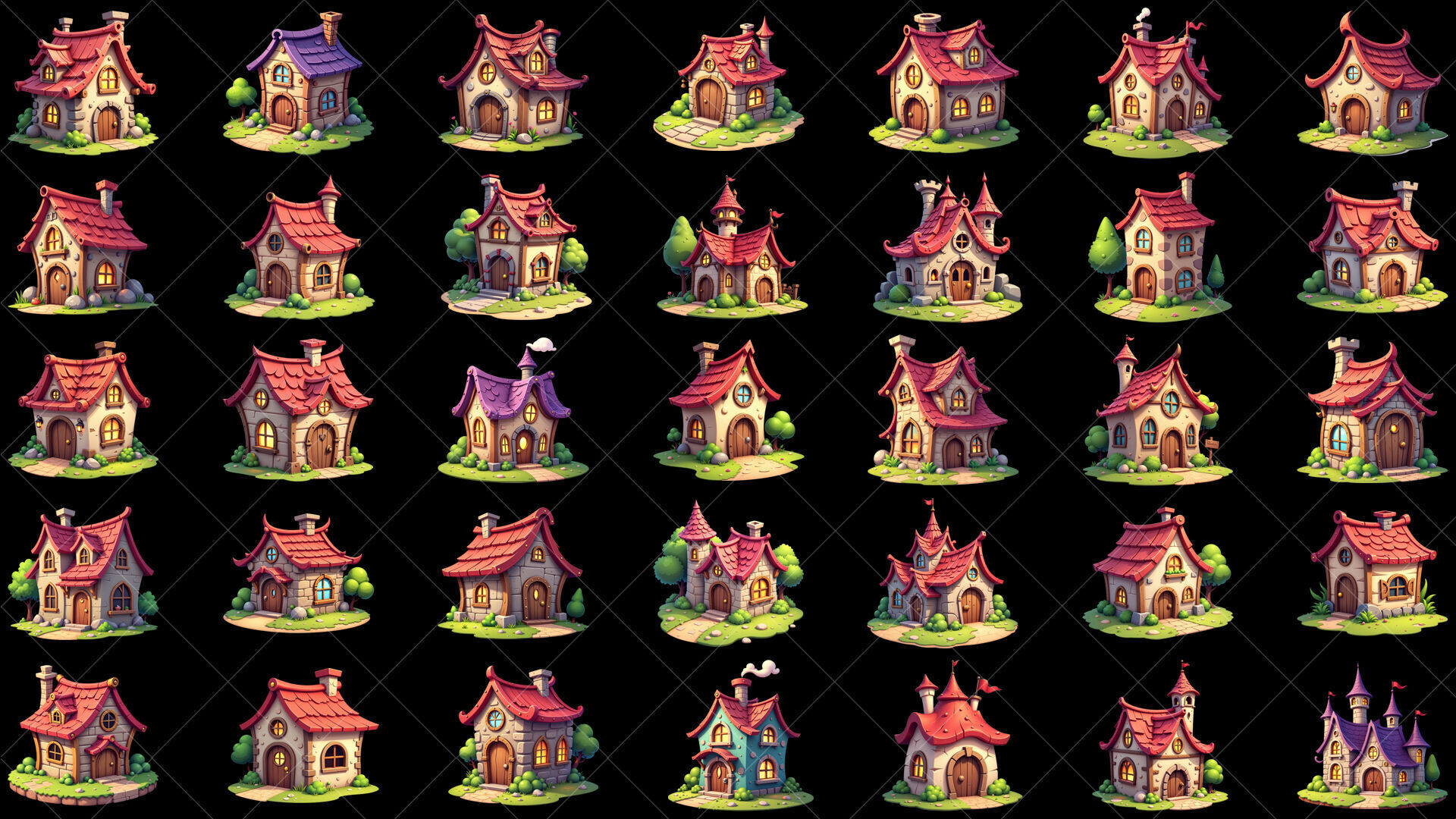 160 Transparent Cartoon House Home Building Game Assets Texture_3