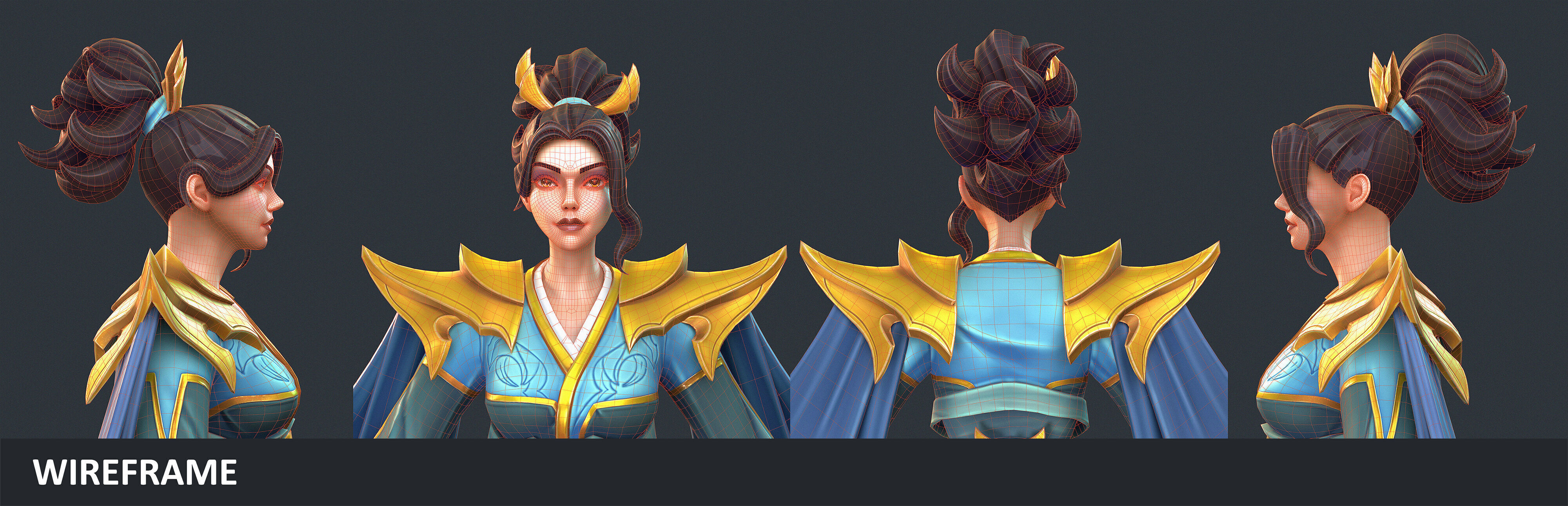 Samurai Girl Game Ready Character 3D model_4