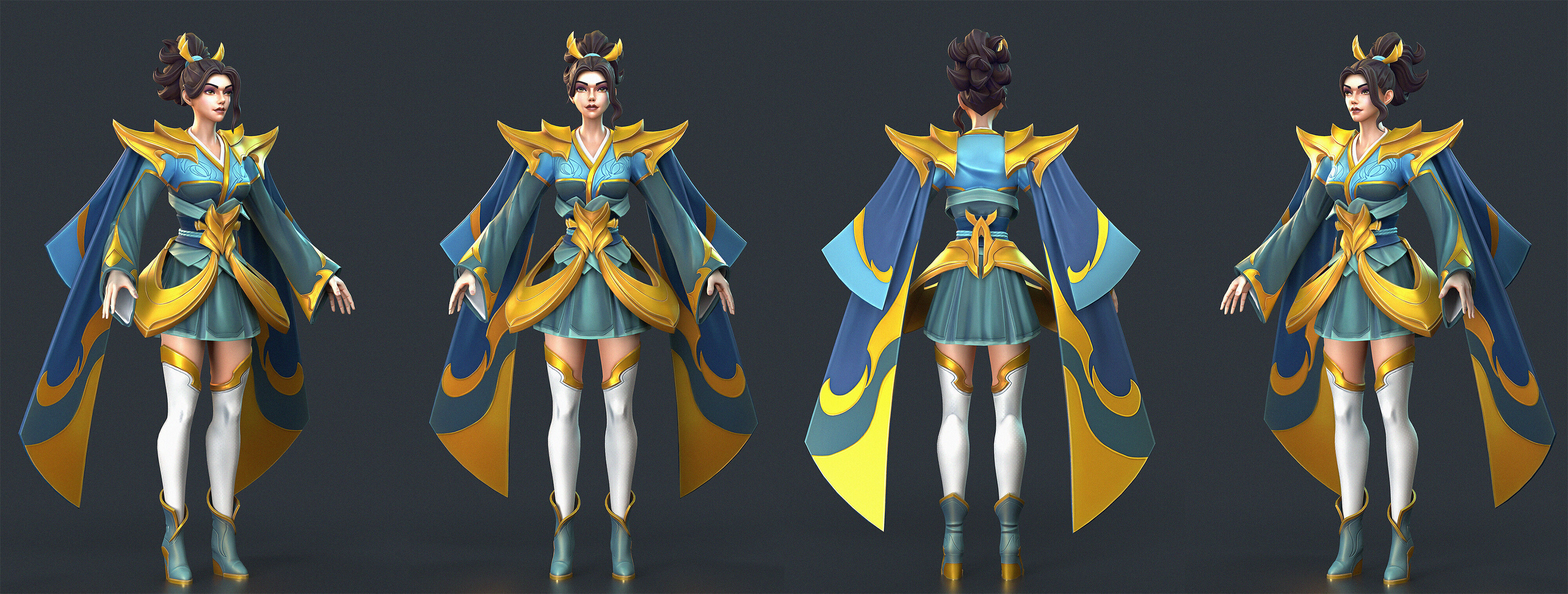 Samurai Girl Game Ready Character 3D model_2