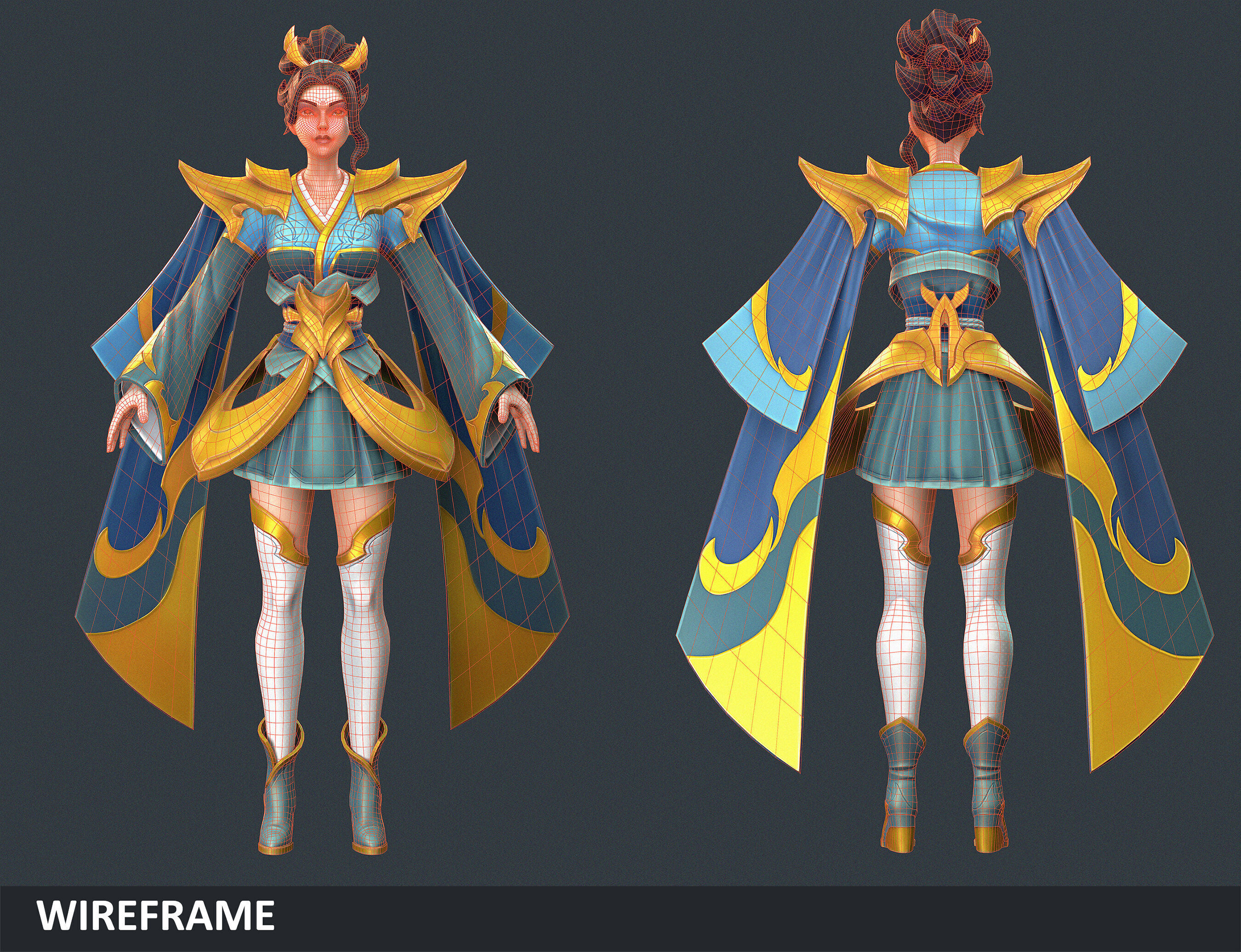 Samurai Girl Game Ready Character 3D model_3