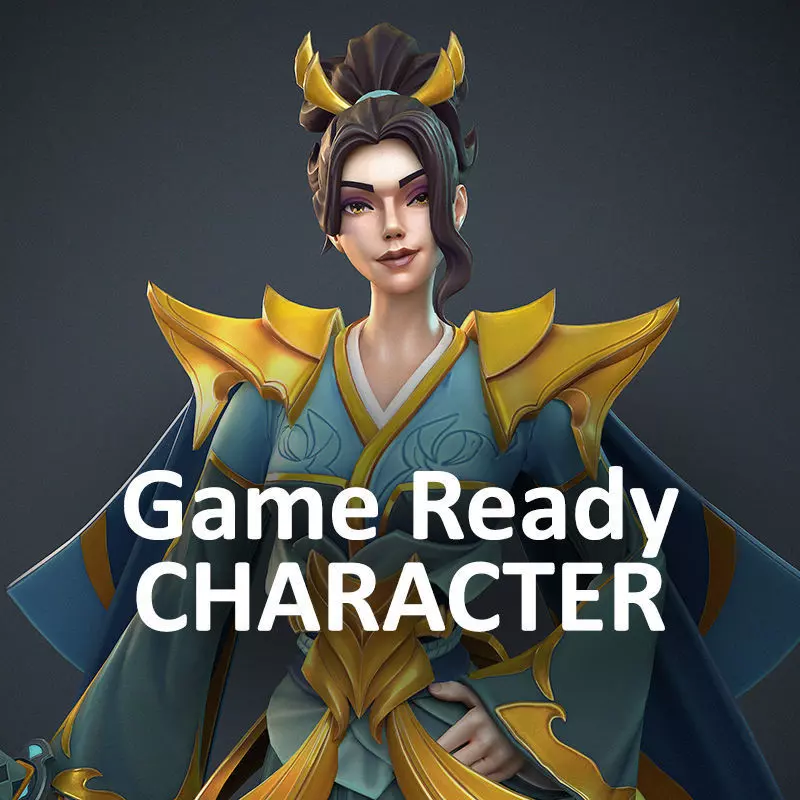 Samurai Girl Game Ready Character 3D model_0