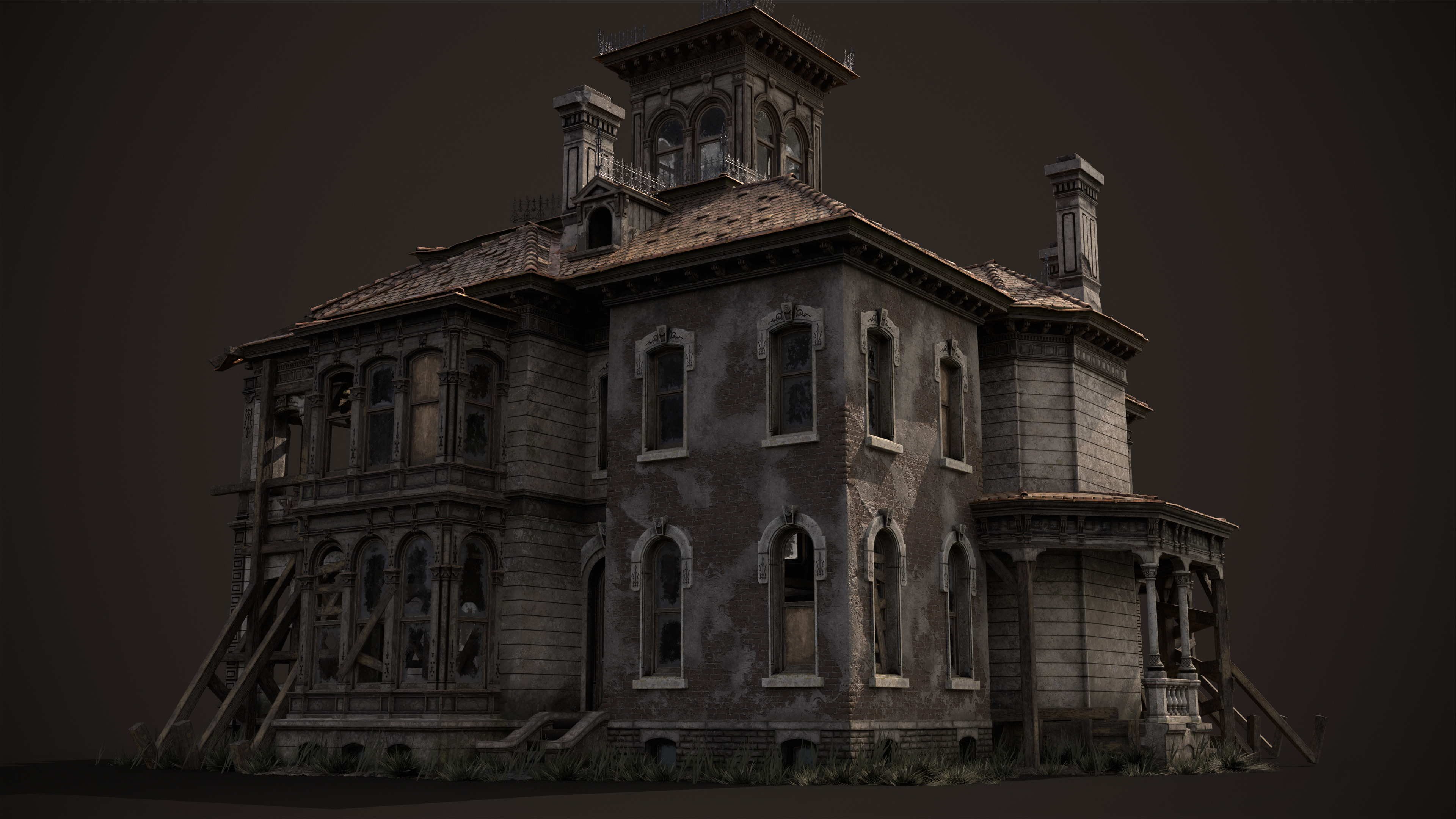 Old House Victorian Abandoned Low-poly 3D model_5
