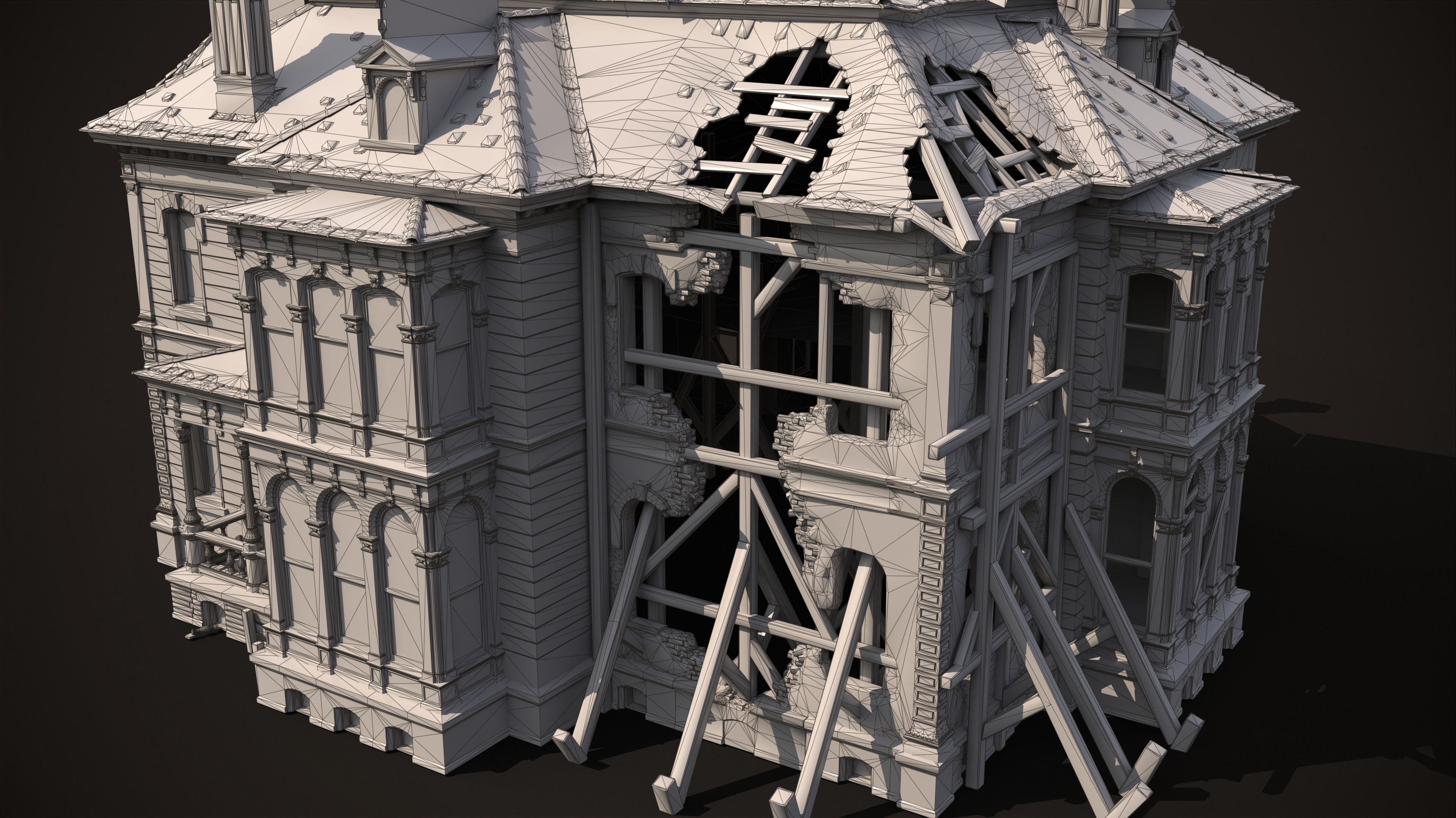 Old House Victorian Abandoned Low-poly 3D model_13