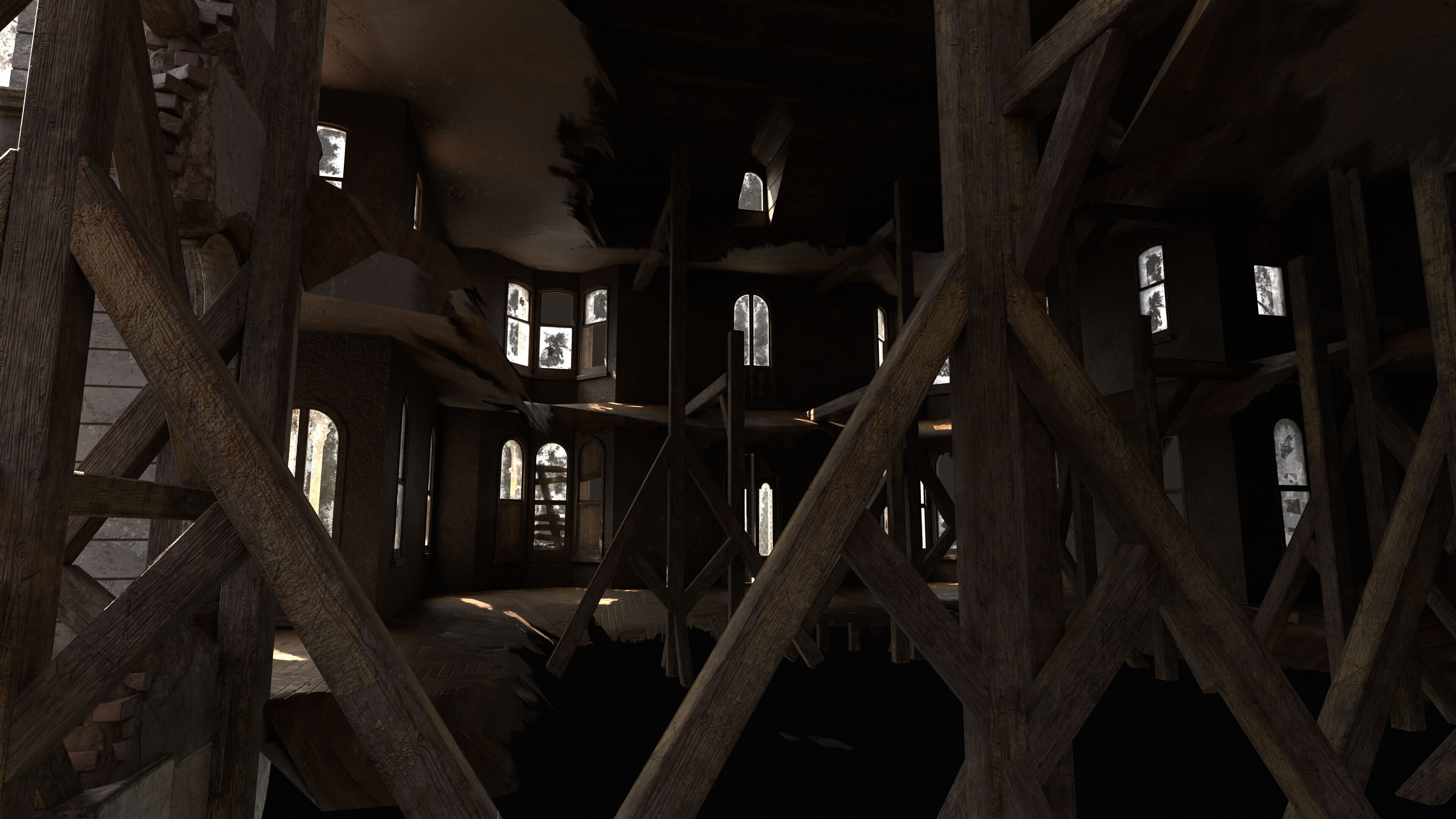 Old House Victorian Abandoned Low-poly 3D model_11