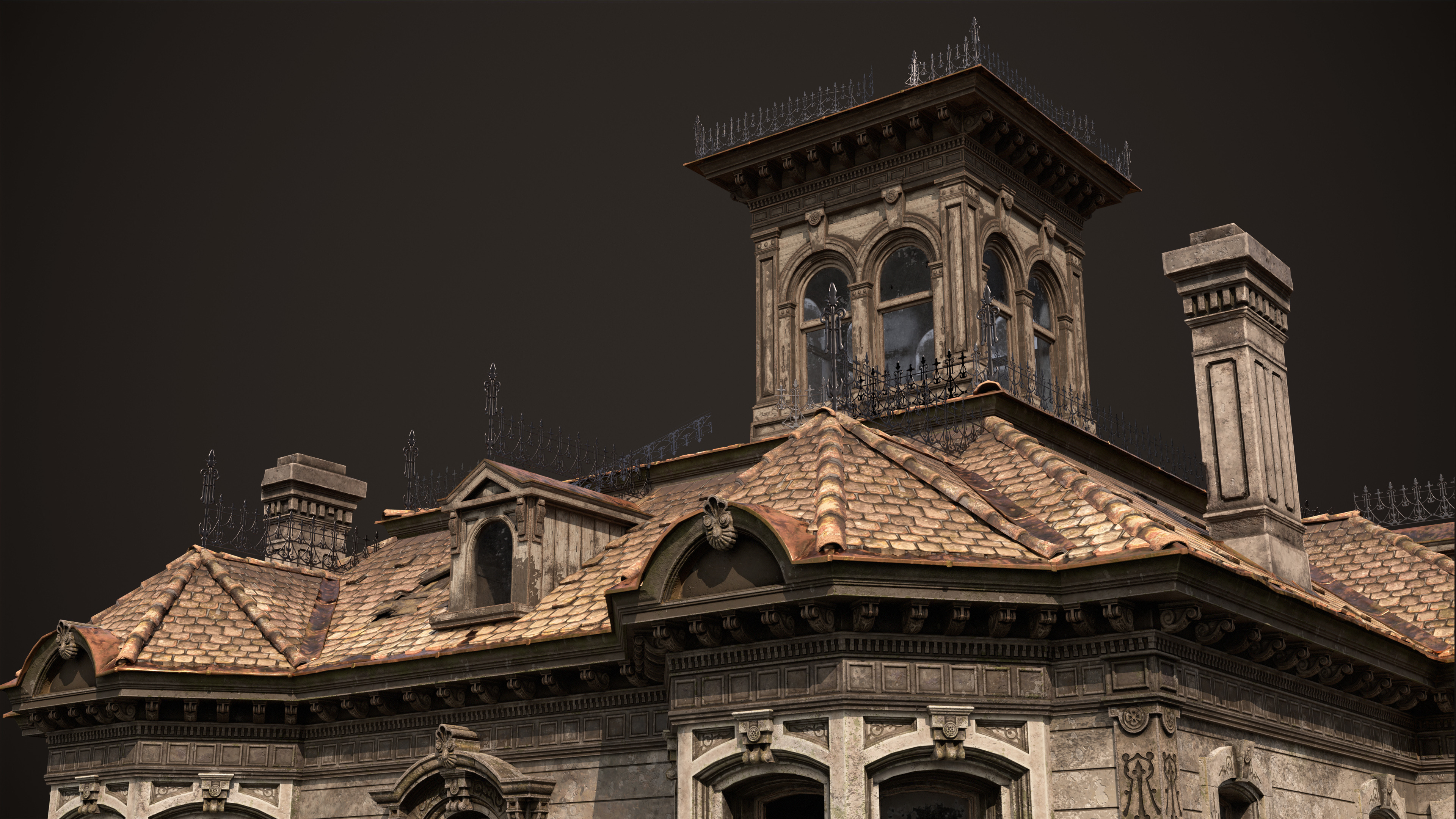 Old House Victorian Abandoned Low-poly 3D model_7