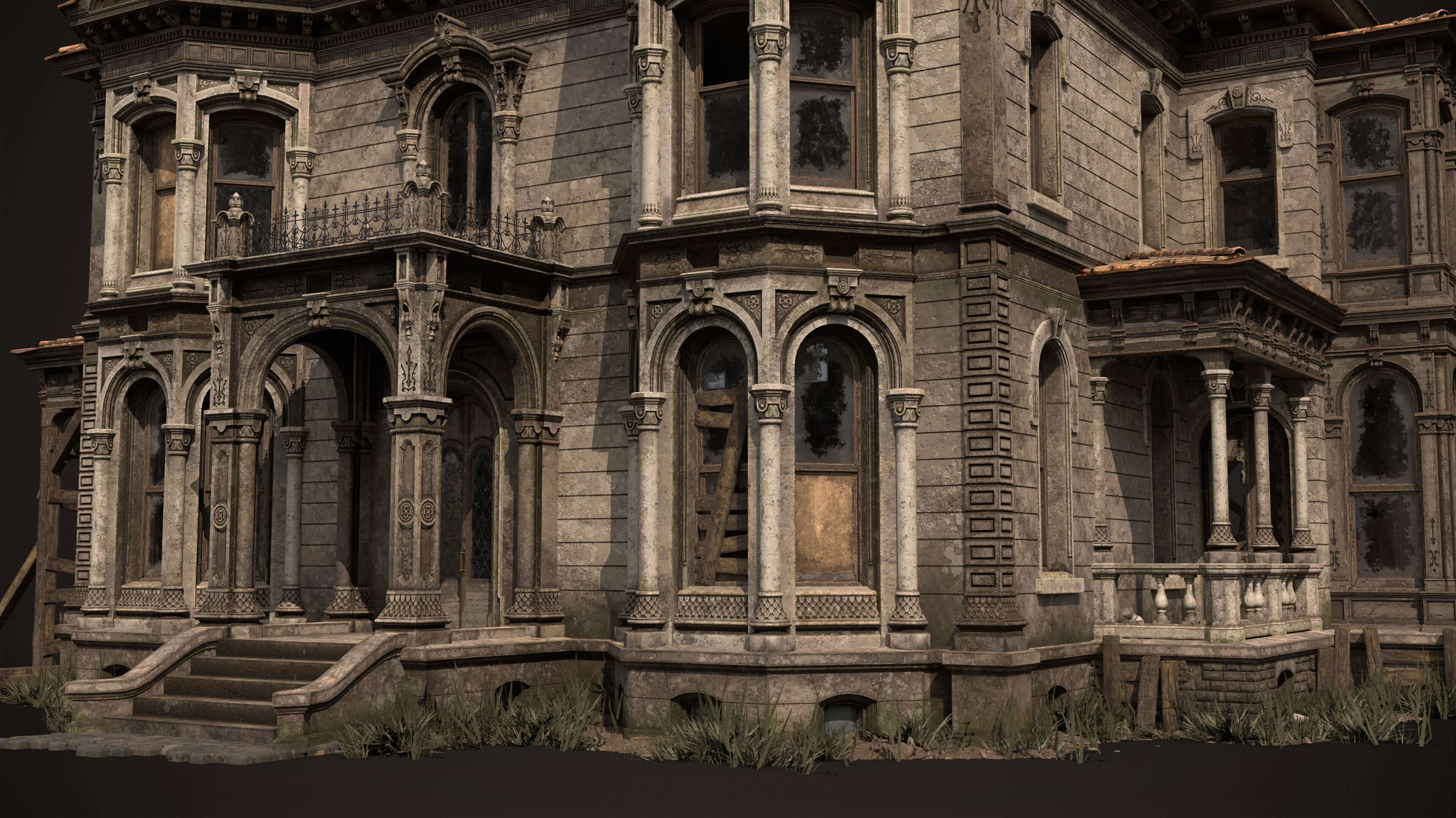 Old House Victorian Abandoned Low-poly 3D model_8